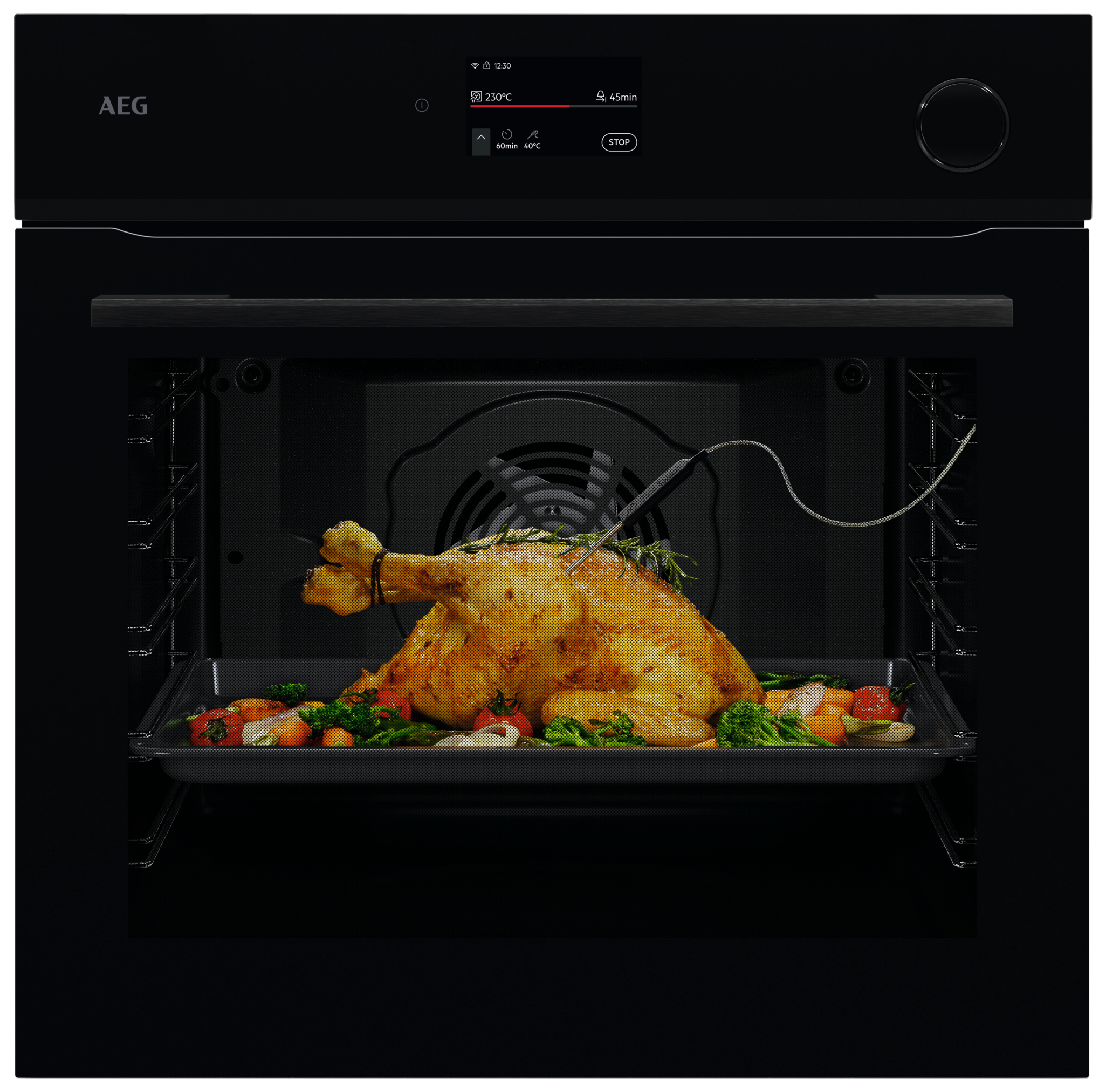 AEG 7000 NBR7P731SB SteamCrisp Steam Pyrolytic Single Oven - Gloss Black