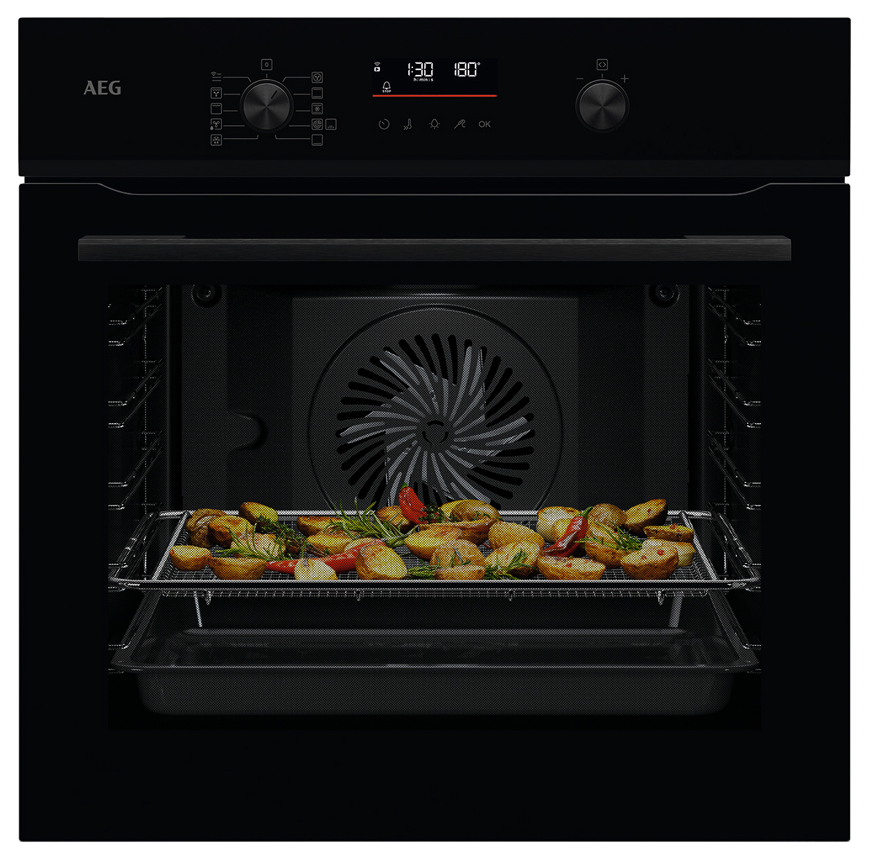 AEG 6000 NBS6P521AB SenseCook Pyrolytic Single Oven - Gloss Black
