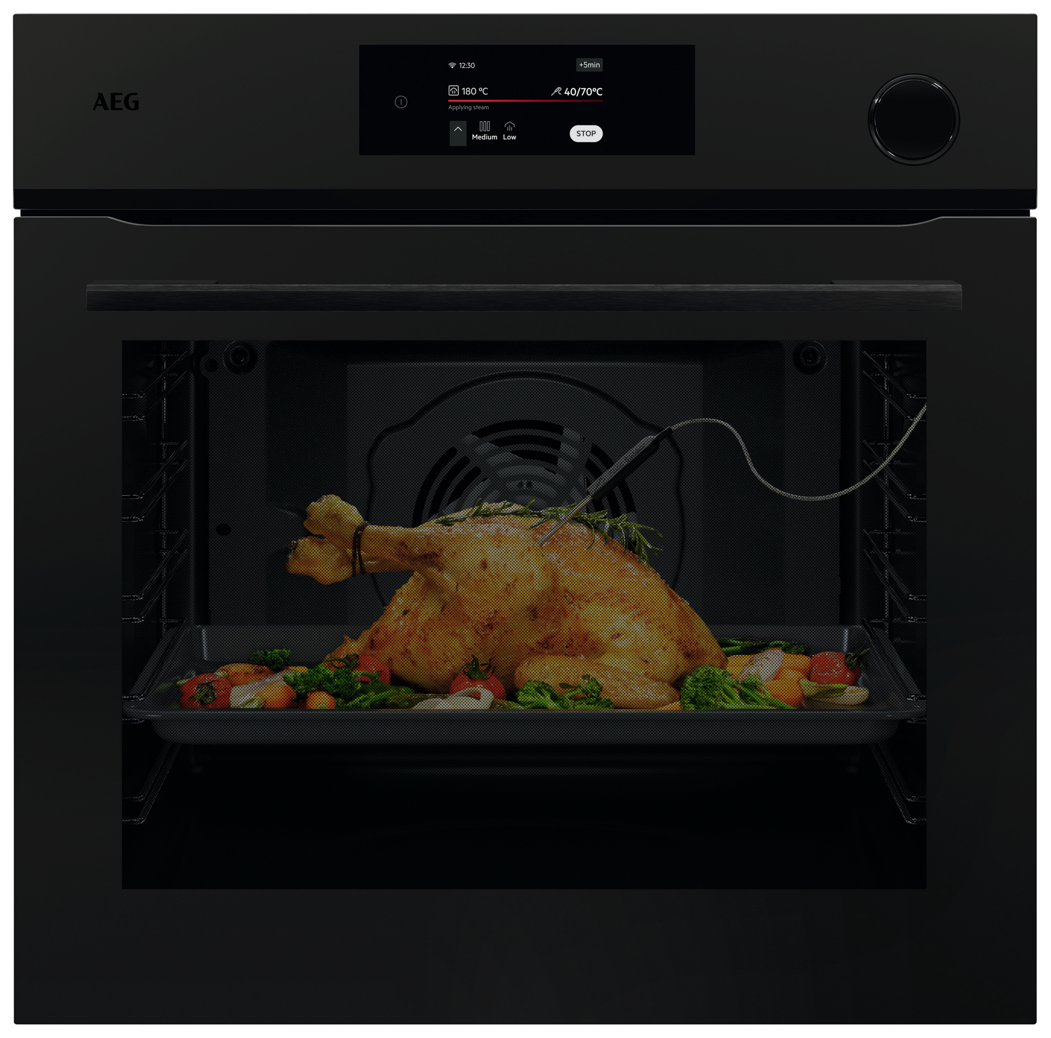 AEG 7000 NBR7P731ST SteamCrisp Steam Pyrolytic Single Oven - Matt Black
