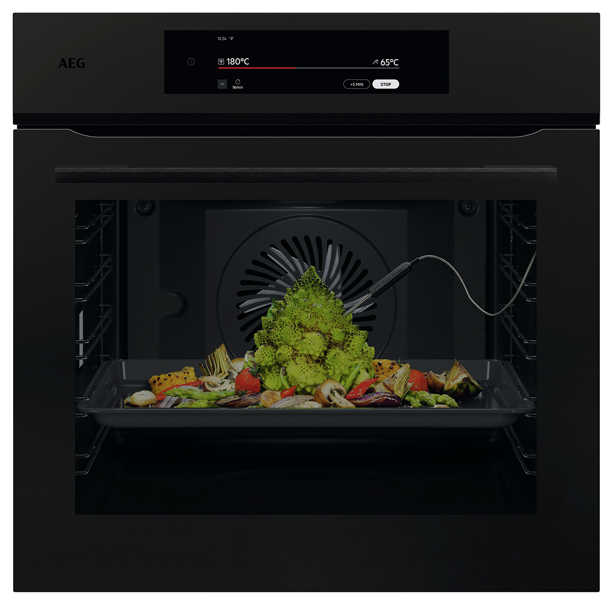 AEG 9000 NBT9P831AT Pyrolytic Single Oven - Gloss Black