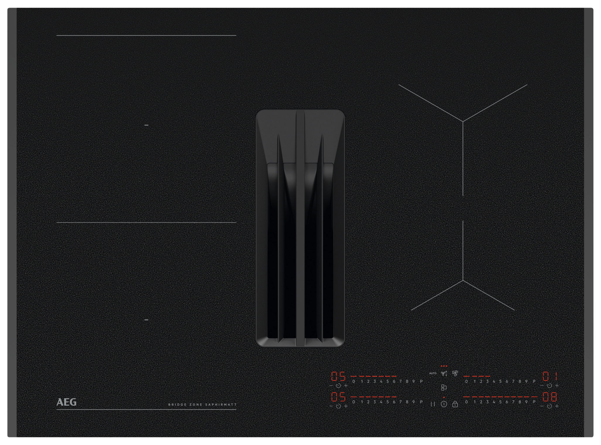 AEG TCH74B01FZ Saphirmatt Venting Hob - Matt Black Glass