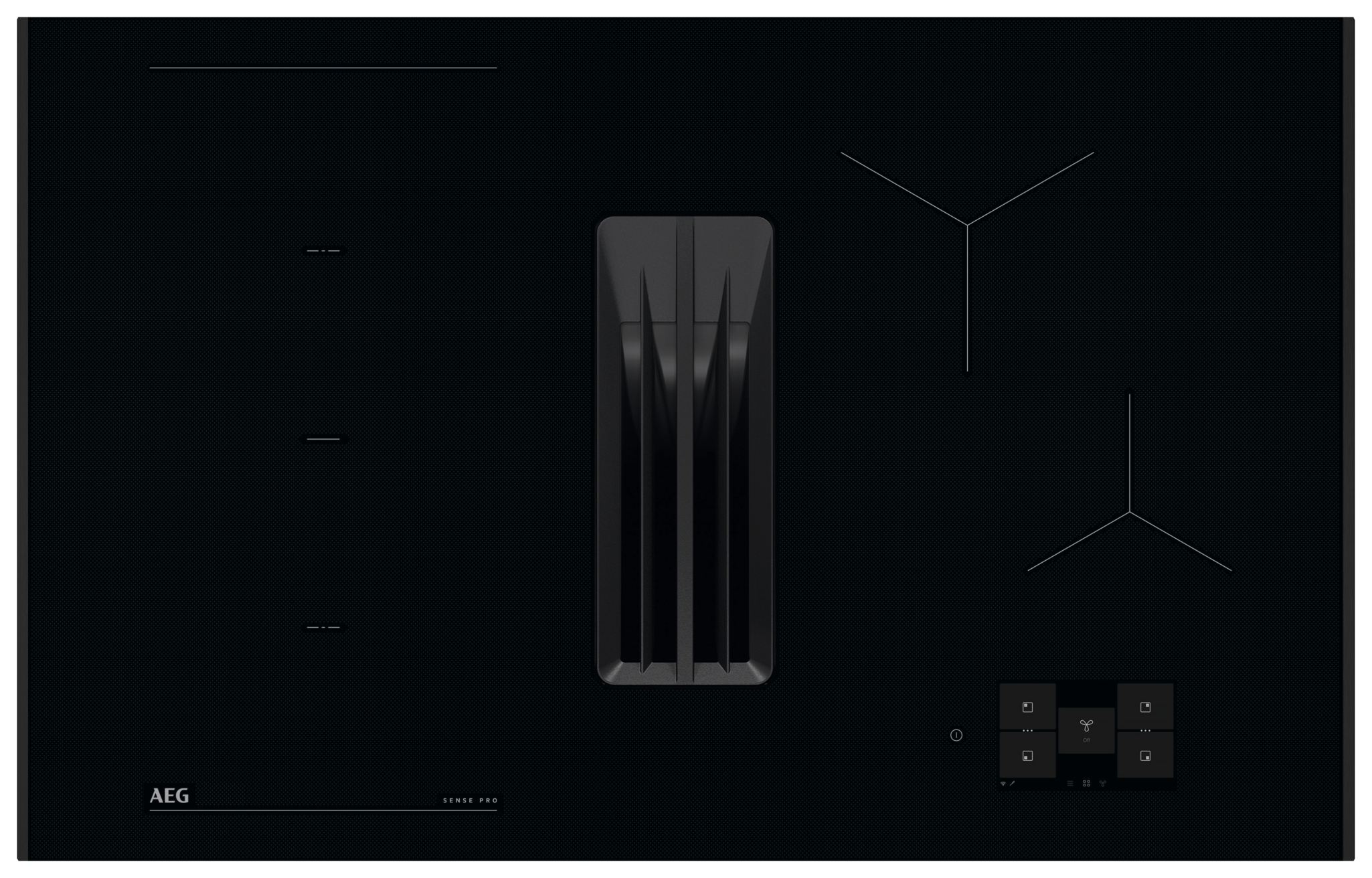 AEG NCU84F43AB 80cm Sensepro Induction Hob & Integrated Hood - Black Glass