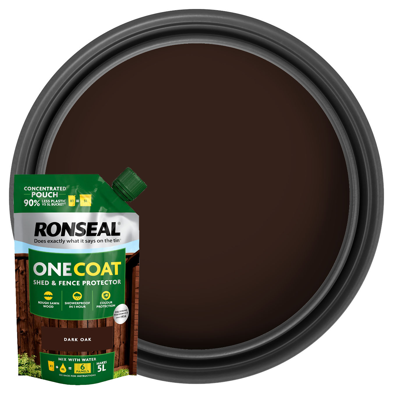 RonsealOne Coat Shed & Fence Refill Pouch - Dark Oak - 950ml