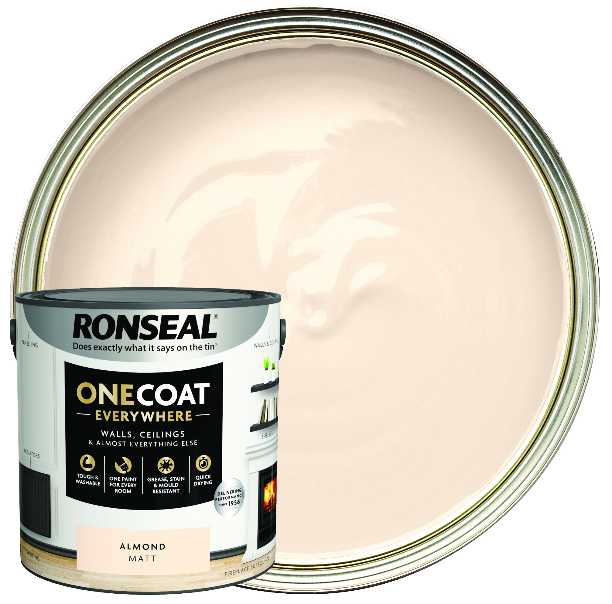 Ronseal One Coat Everywhere Matt Emulsion Paint - Almond - 2.5L
