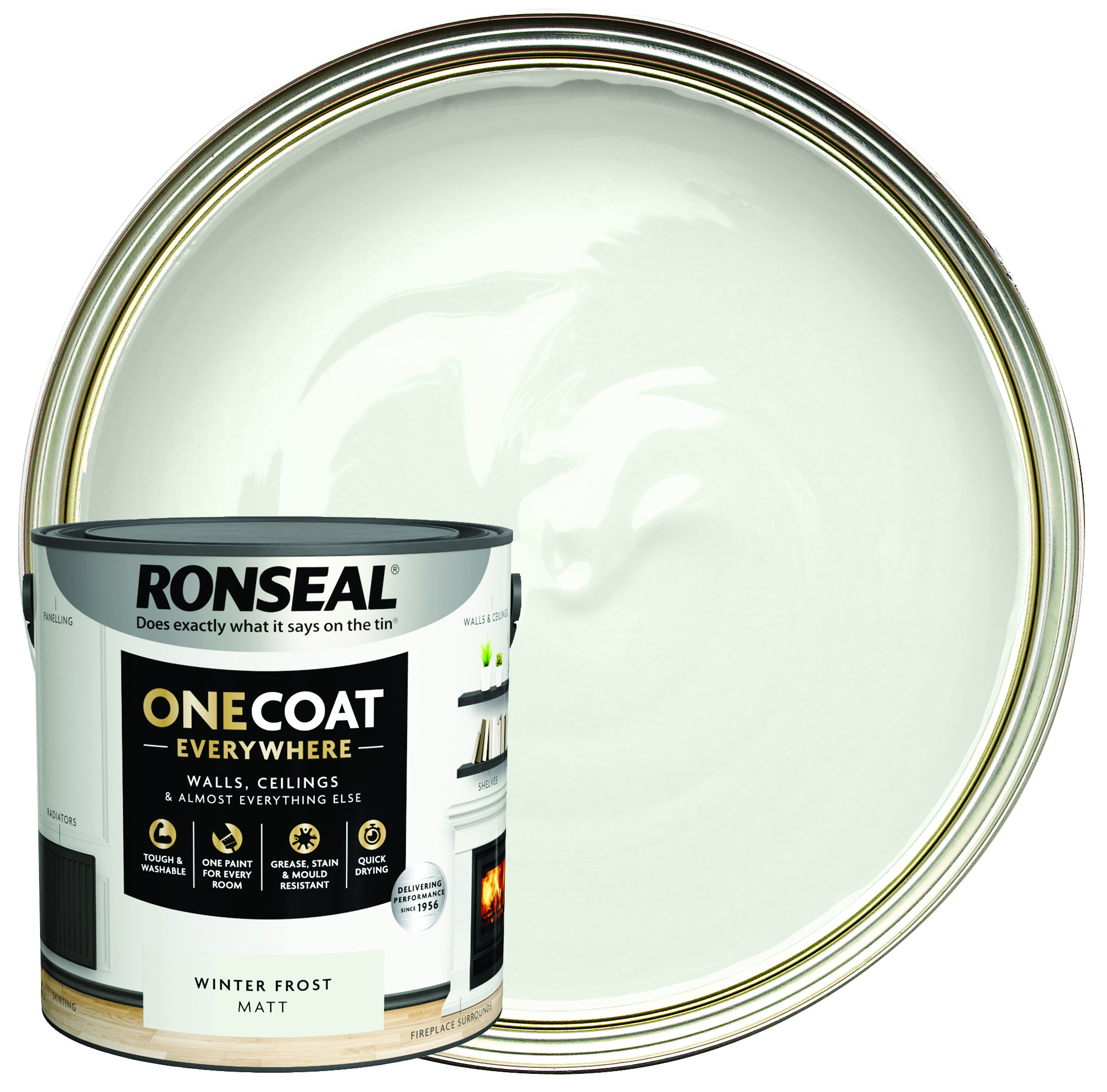 Ronseal One Coat Everywhere Matt Emulsion Paint - Winter Frost - 2.5L
