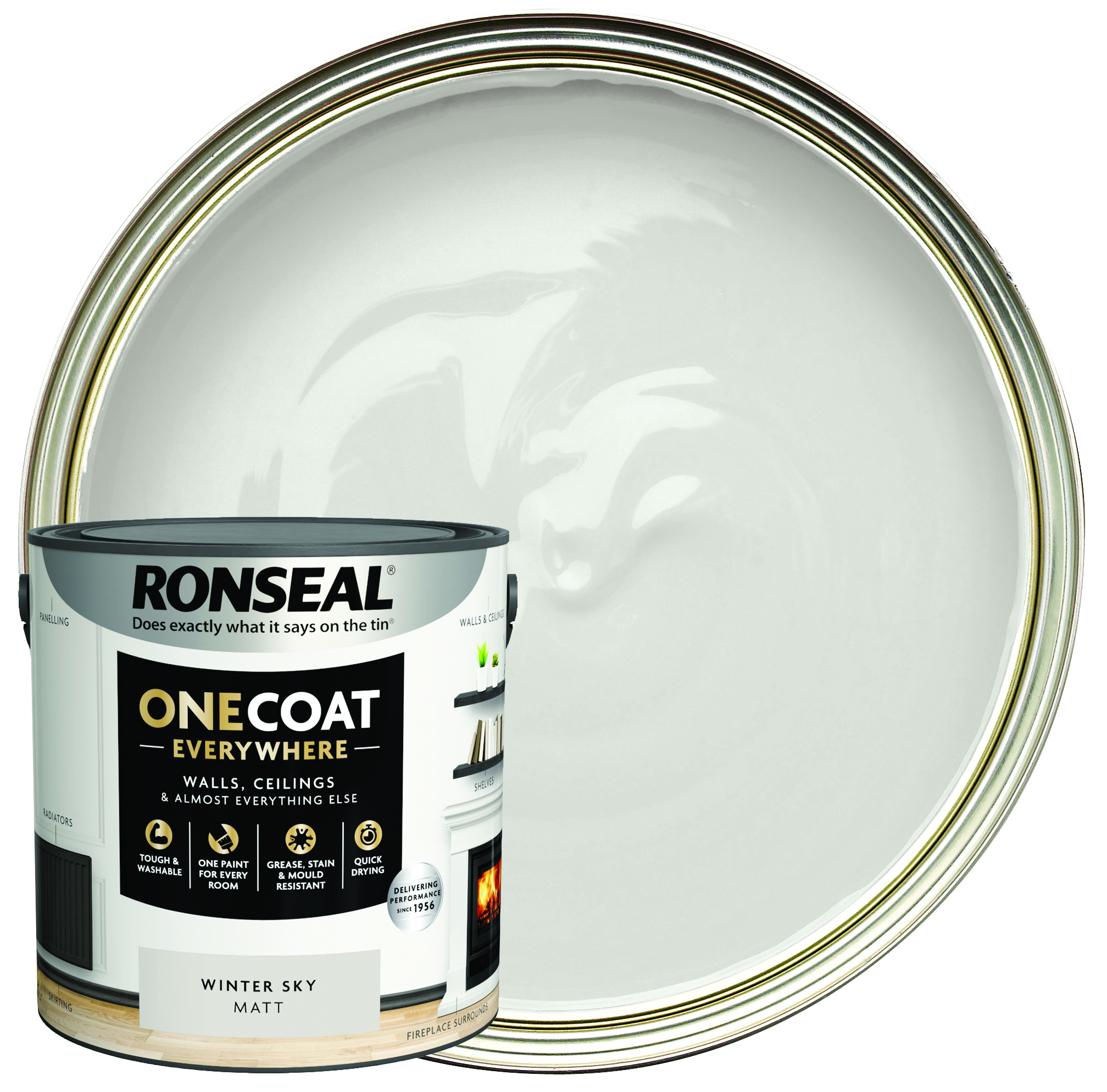 Ronseal One Coat Everywhere Matt Emulsion Paint - Winter Sky - 2.5L