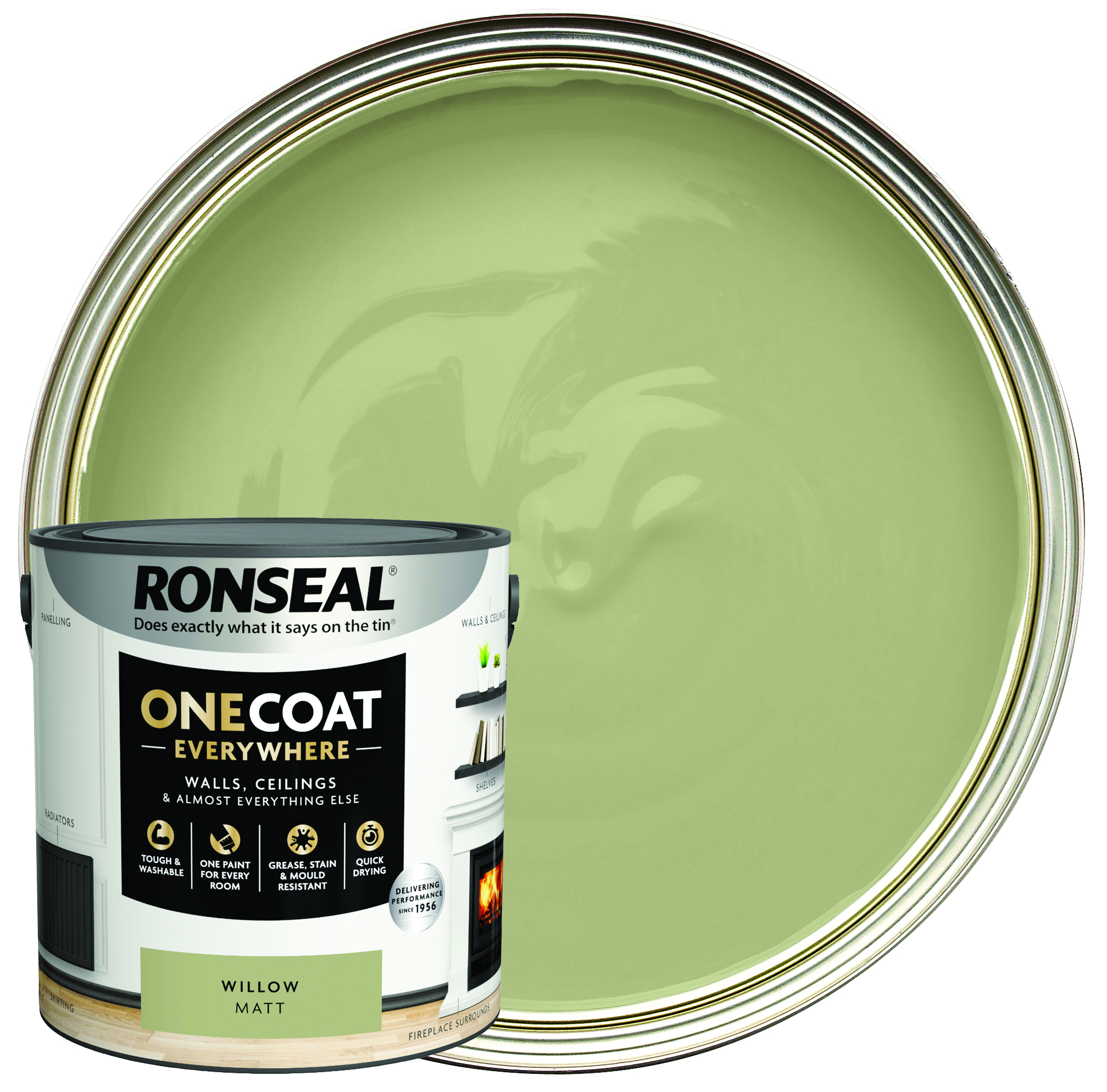 Ronseal One Coat Everywhere Matt Emulsion Paint - Willow - 2.5L
