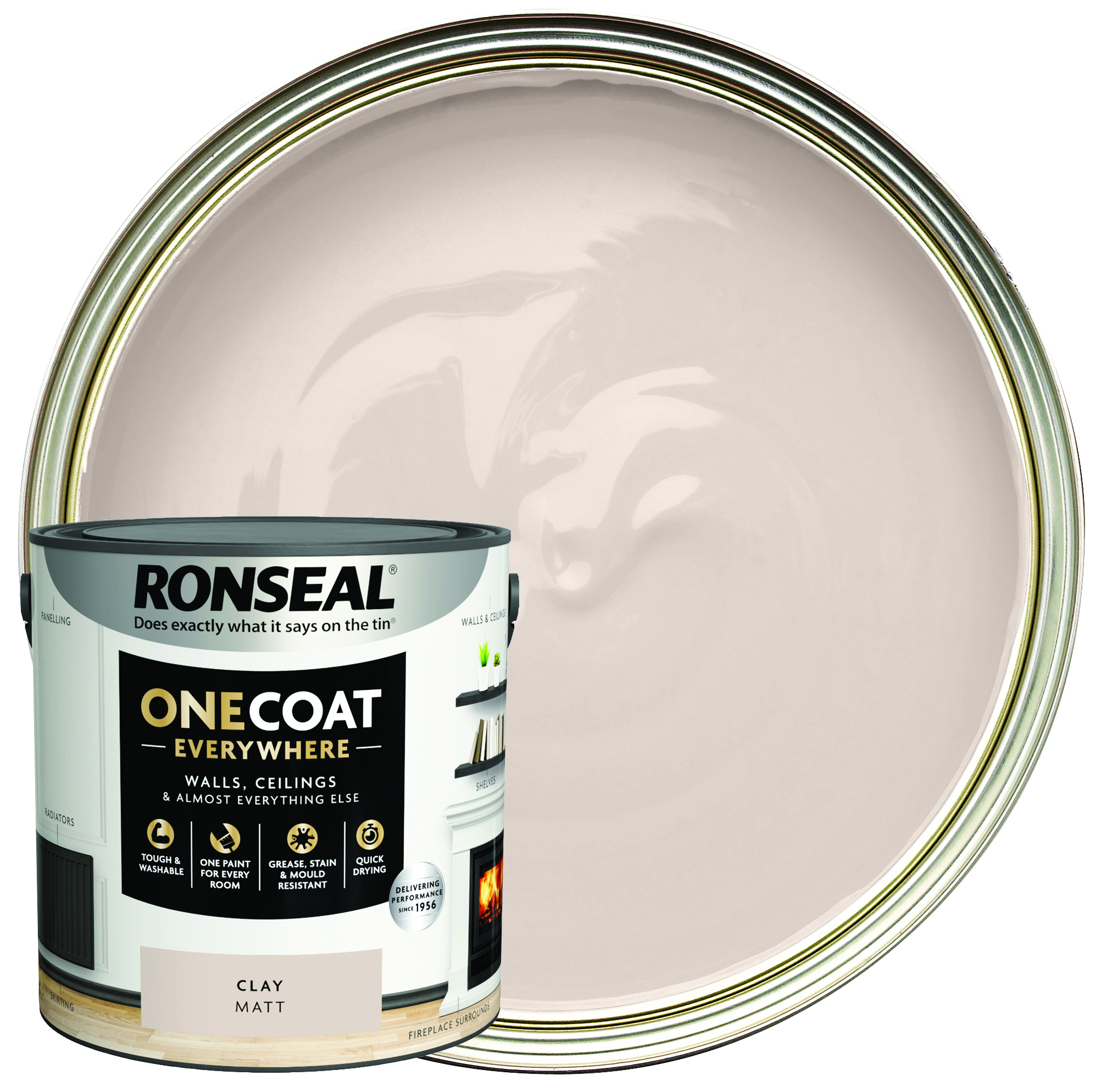 Ronseal One Coat Everywhere Matt Emulsion Paint - Clay - 2.5L