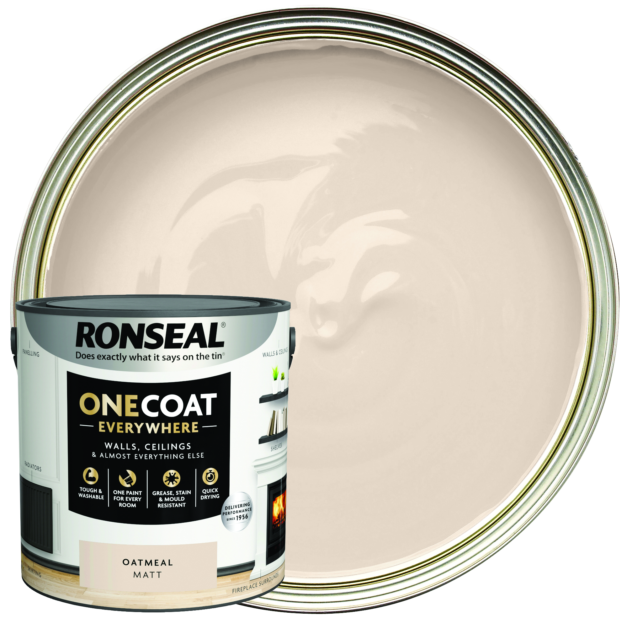 Ronseal One Coat Everywhere Matt Emulsion Paint - Oatmeal - 2.5L
