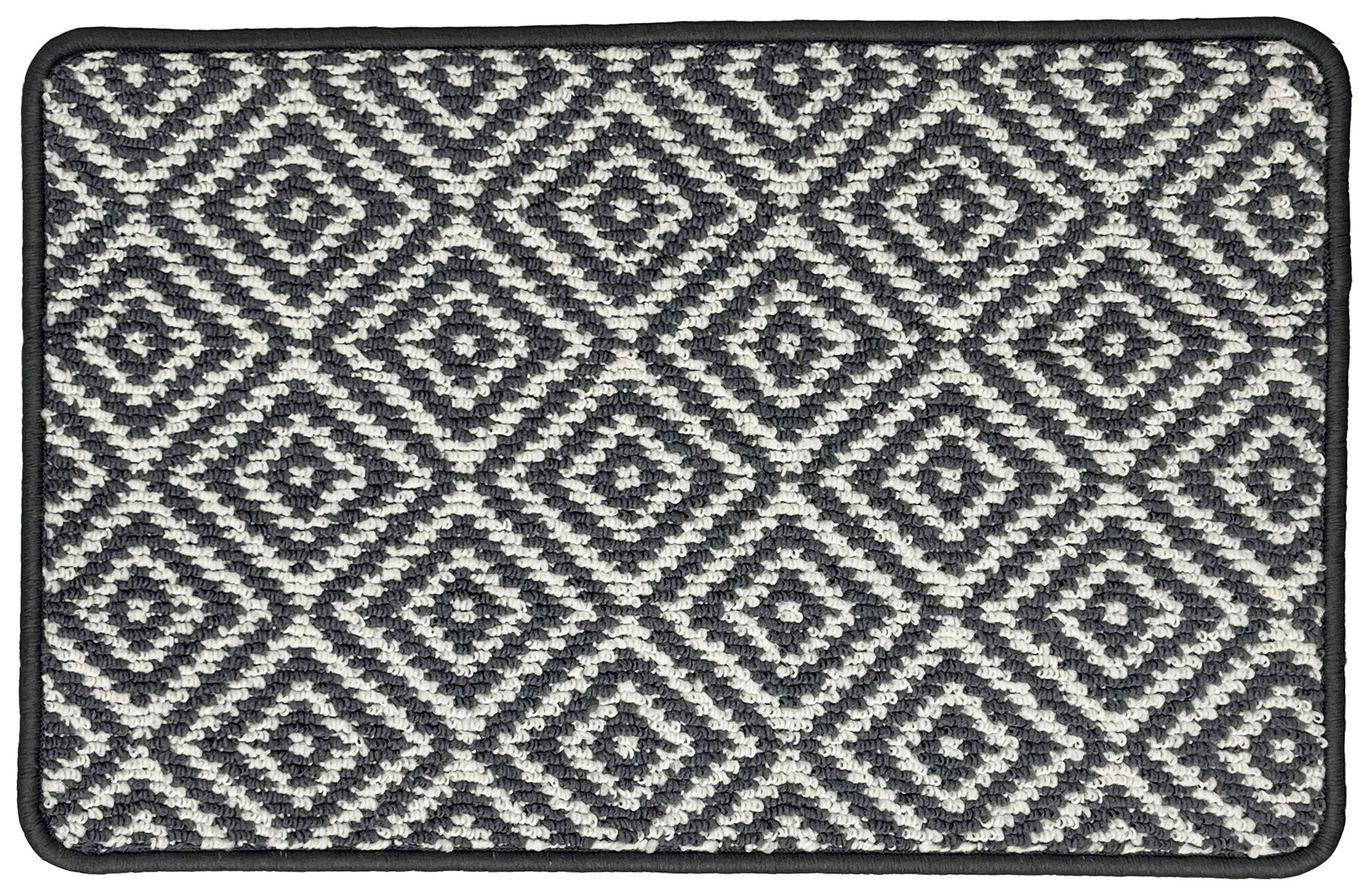 Tufted Grey Diamond Geo Washable Doormat - 50 x 75cm