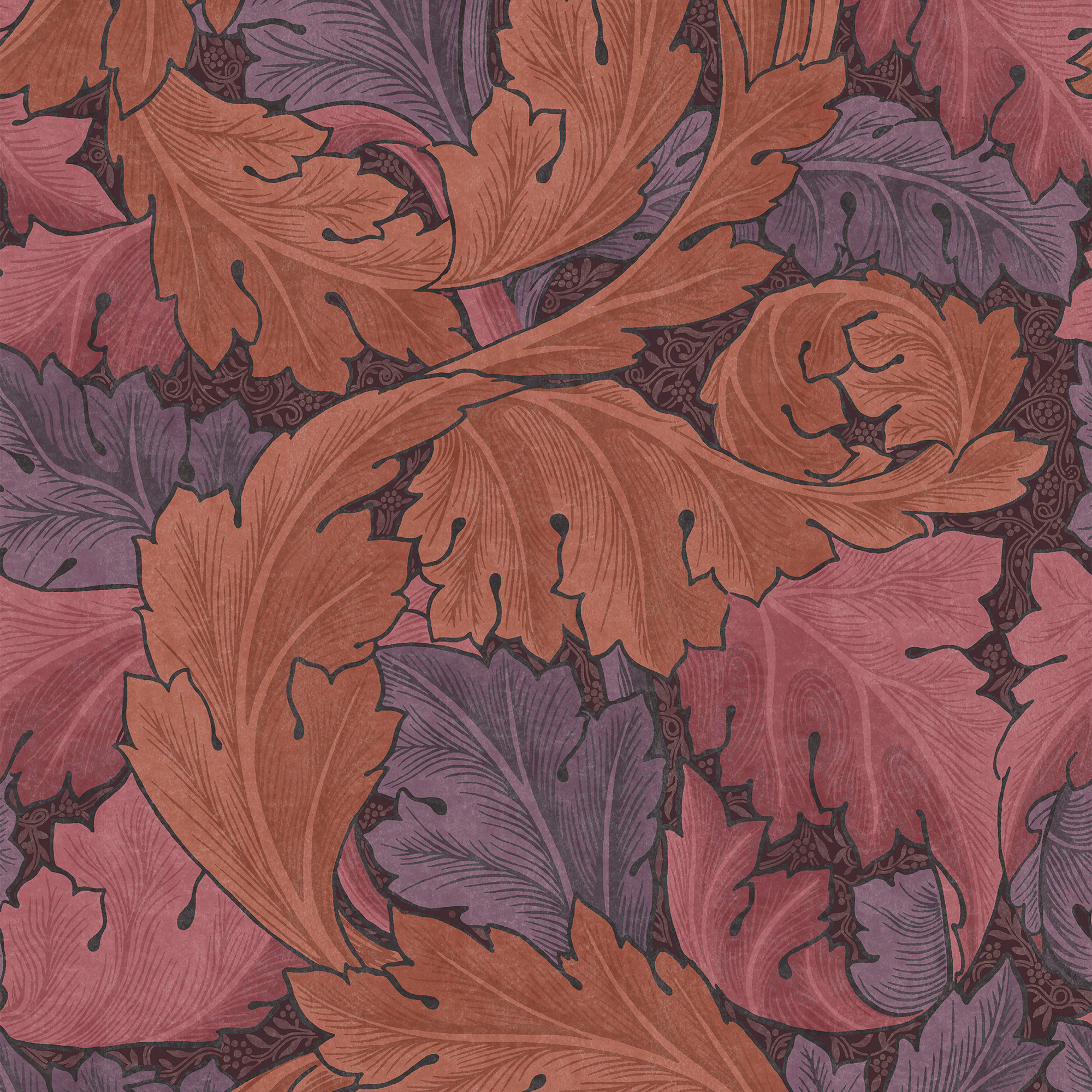 William Morris At Home Acanthus Plum Wallpaper - 10m x 52cm