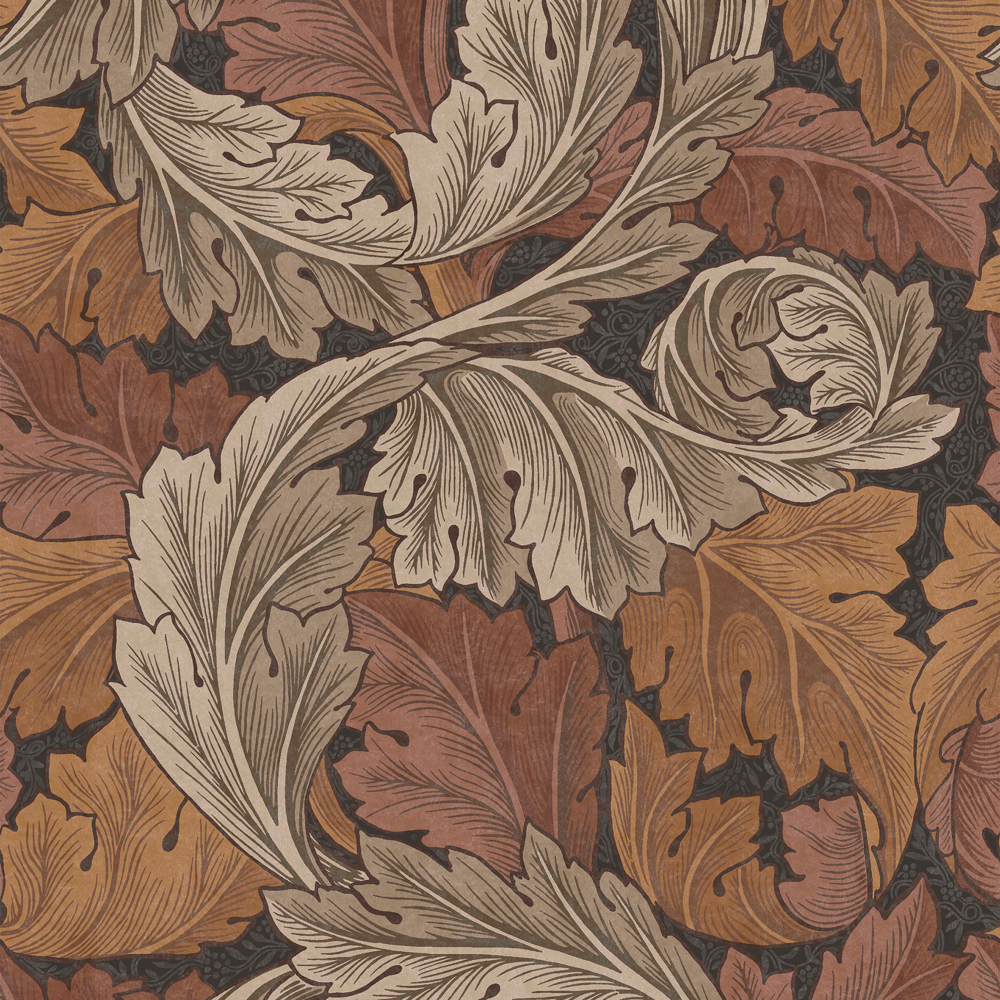 William Morris At Home Acanthus Burnt Orange Wallpaper - 10m x 52cm