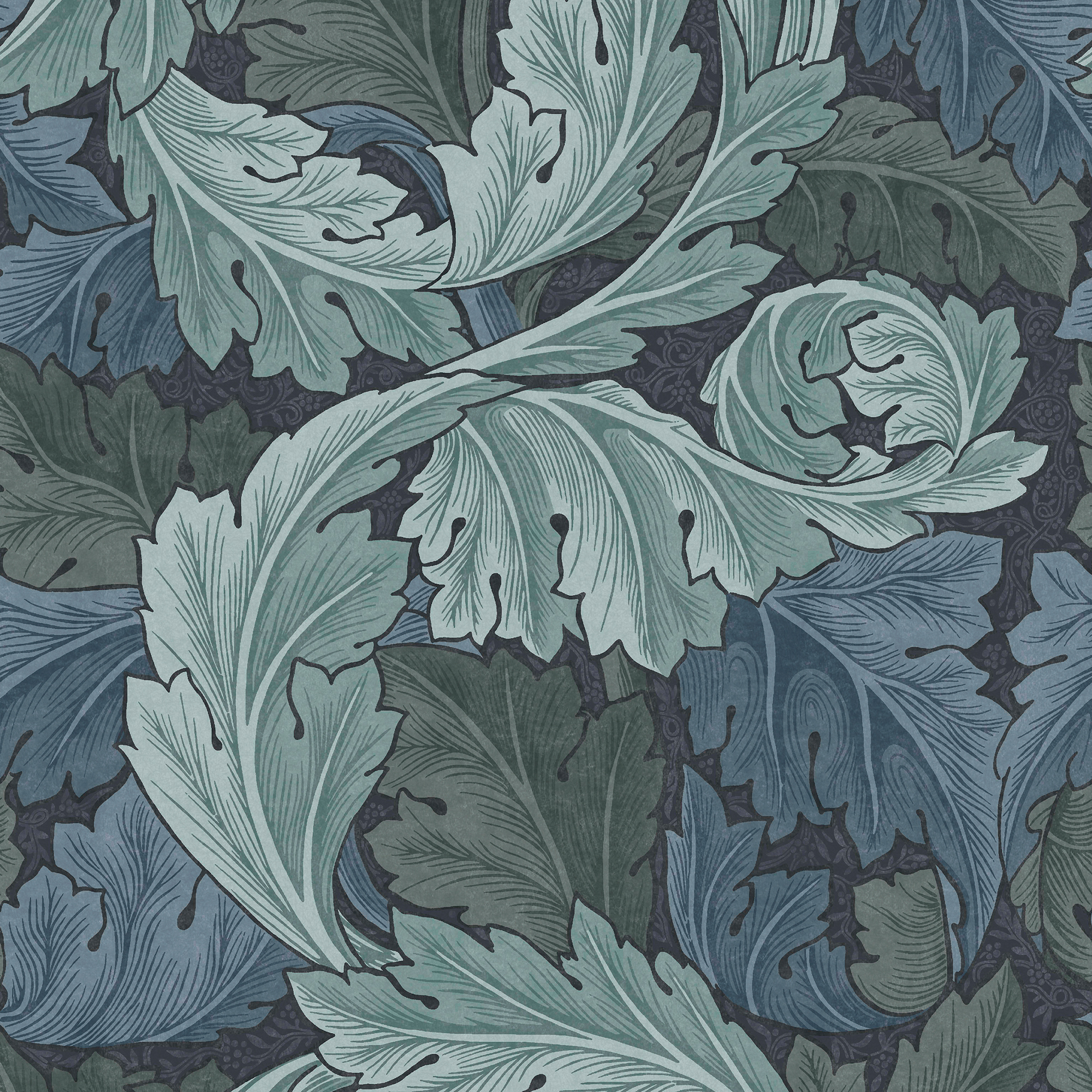 William Morris At Home Acanthus Blue Wallpaper - 10m x 52cm