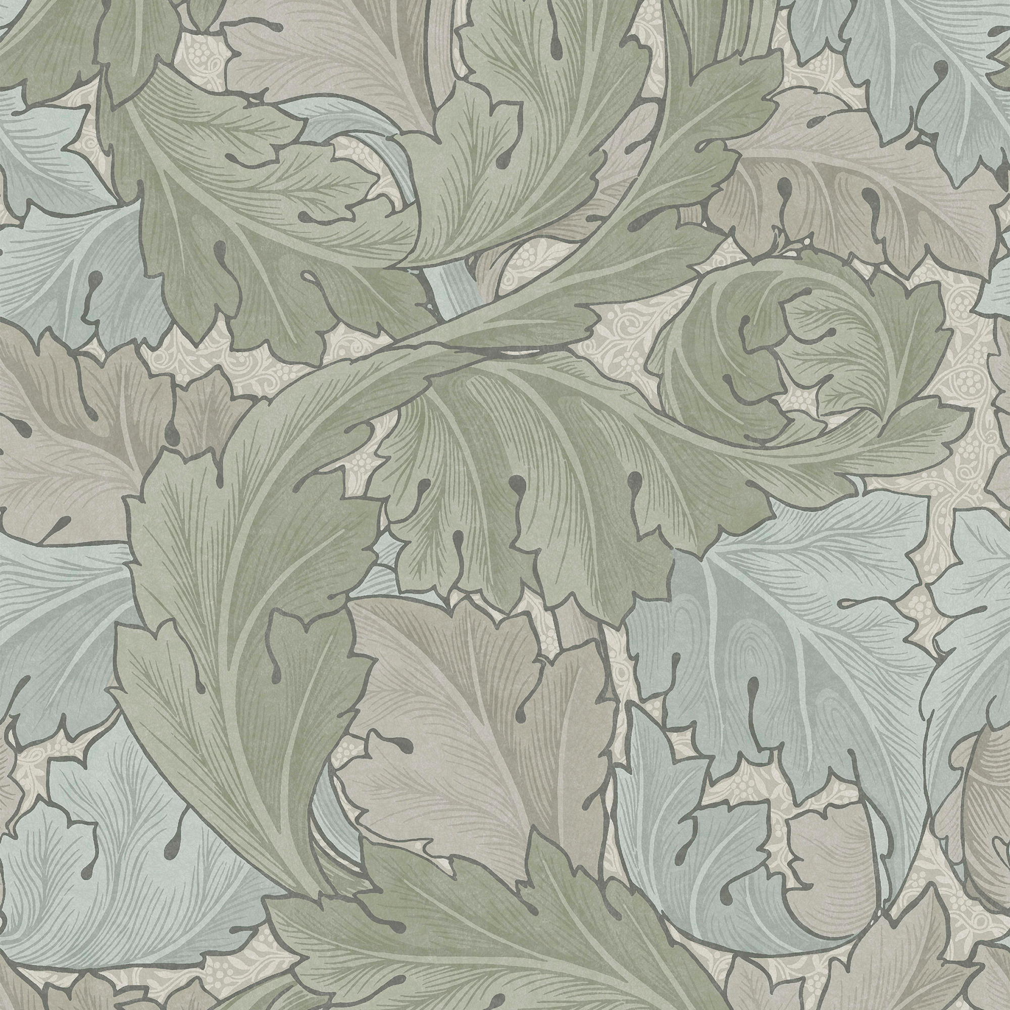 William Morris At Home Acanthus Sage & Duck Egg Wallpaper - 10m x 52cm