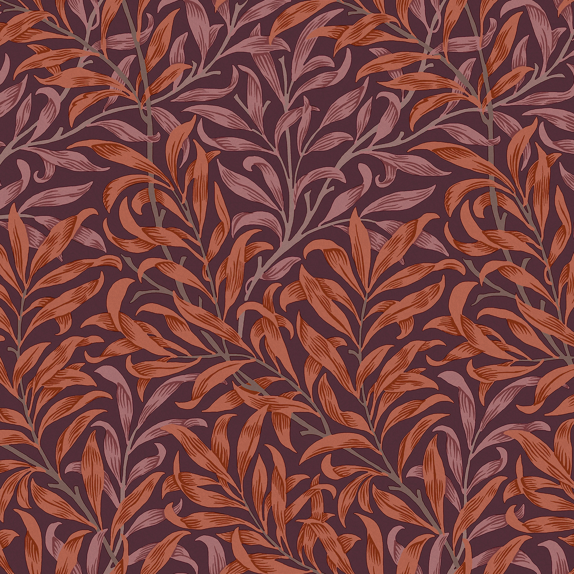 William Morris At Home Willow Bough Plum Wallpaper - 10m x 52cm