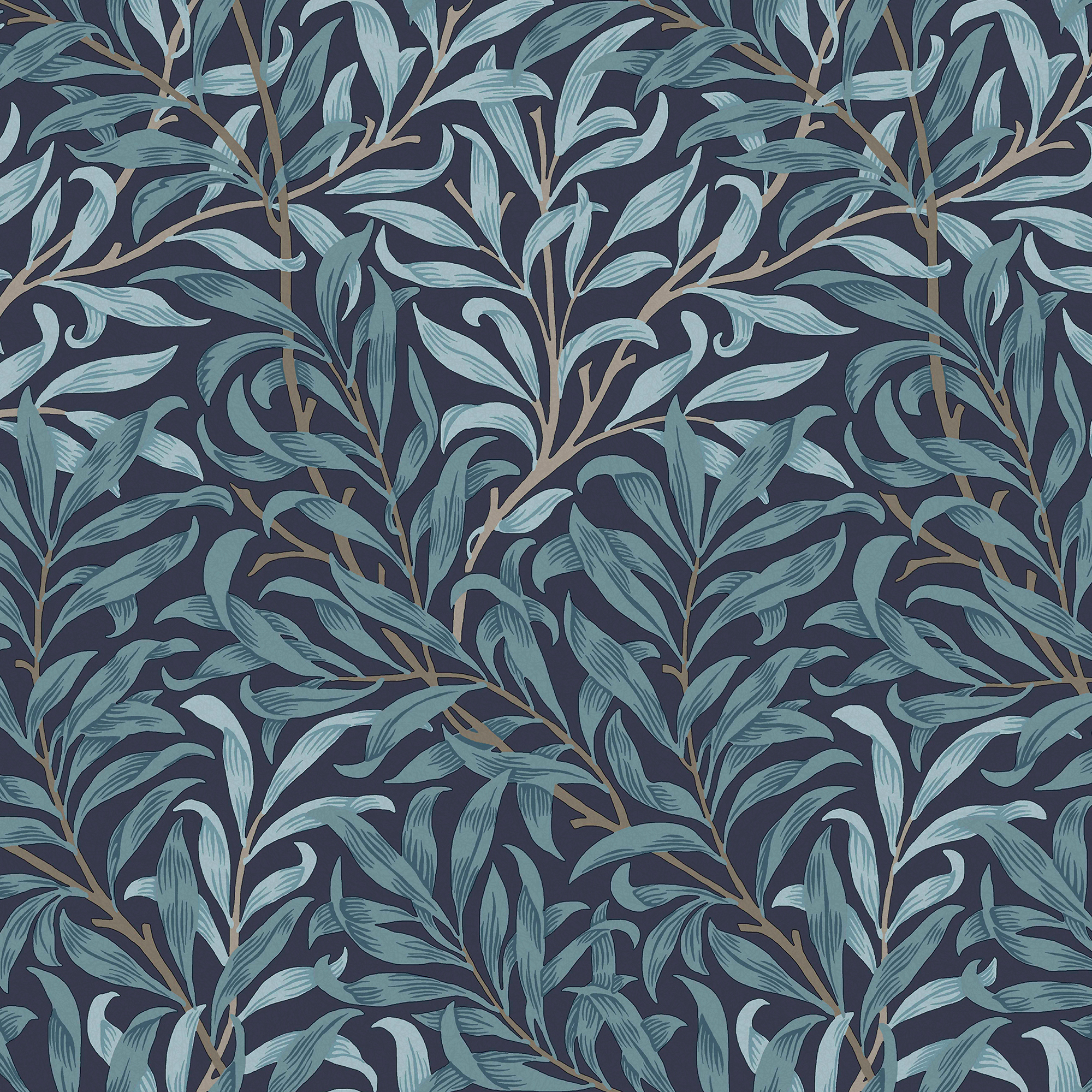 William Morris At Home Willow Bough Deep Blues Wallpaper - 10m x 52cm
