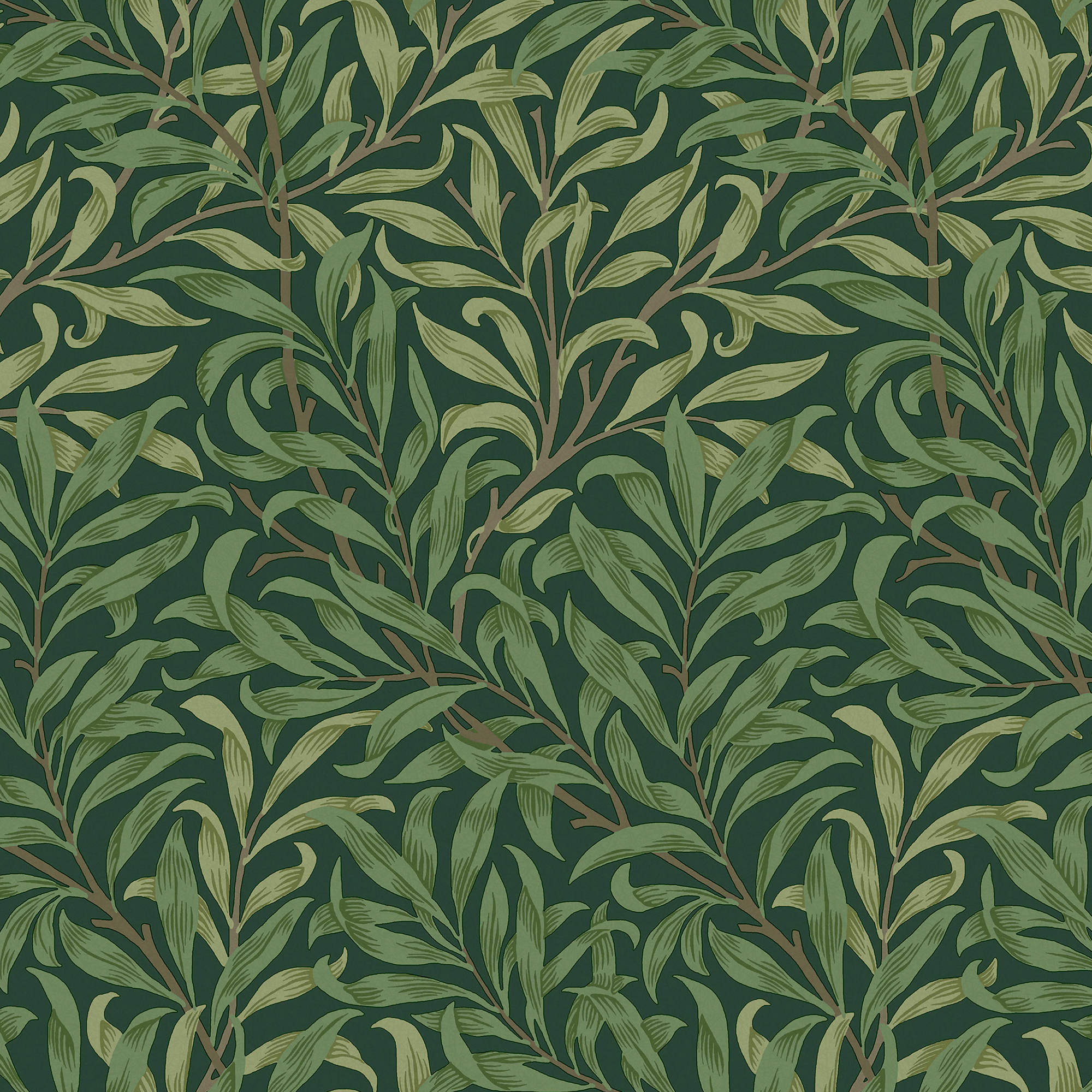 William Morris At Home Willow Bough Deep Green Wallpaper - 10m x 52cm