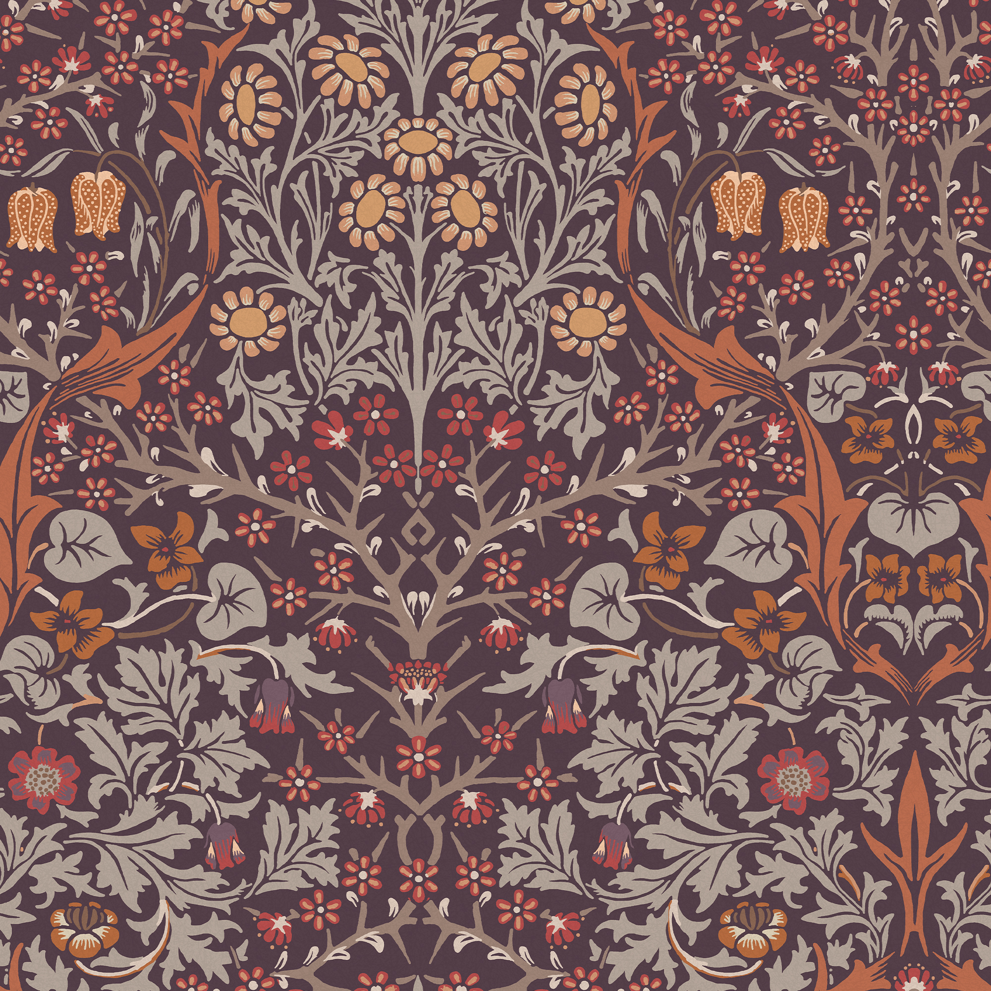William Morris At Home Blackthorn Plum Wallpaper - 10m x 52cm