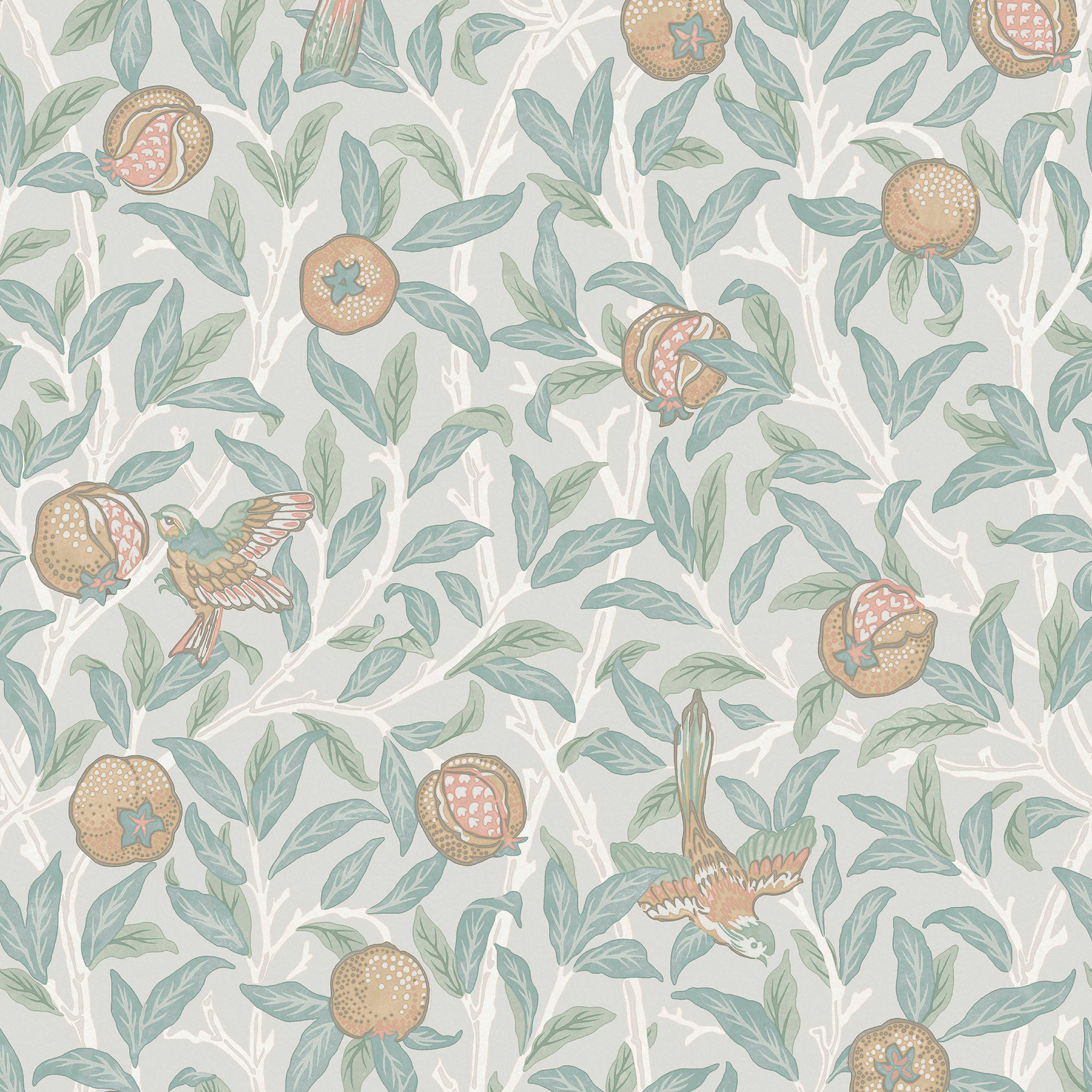 William Morris At Home Bird & Pomegranate Duck Egg Wallpaper - 10m x 52cm