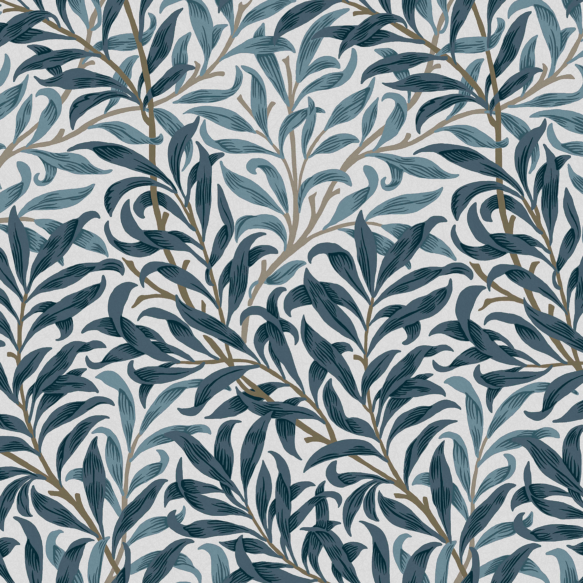 William Morris At Home Willow Bough White & Blues Wallpaper - Sample