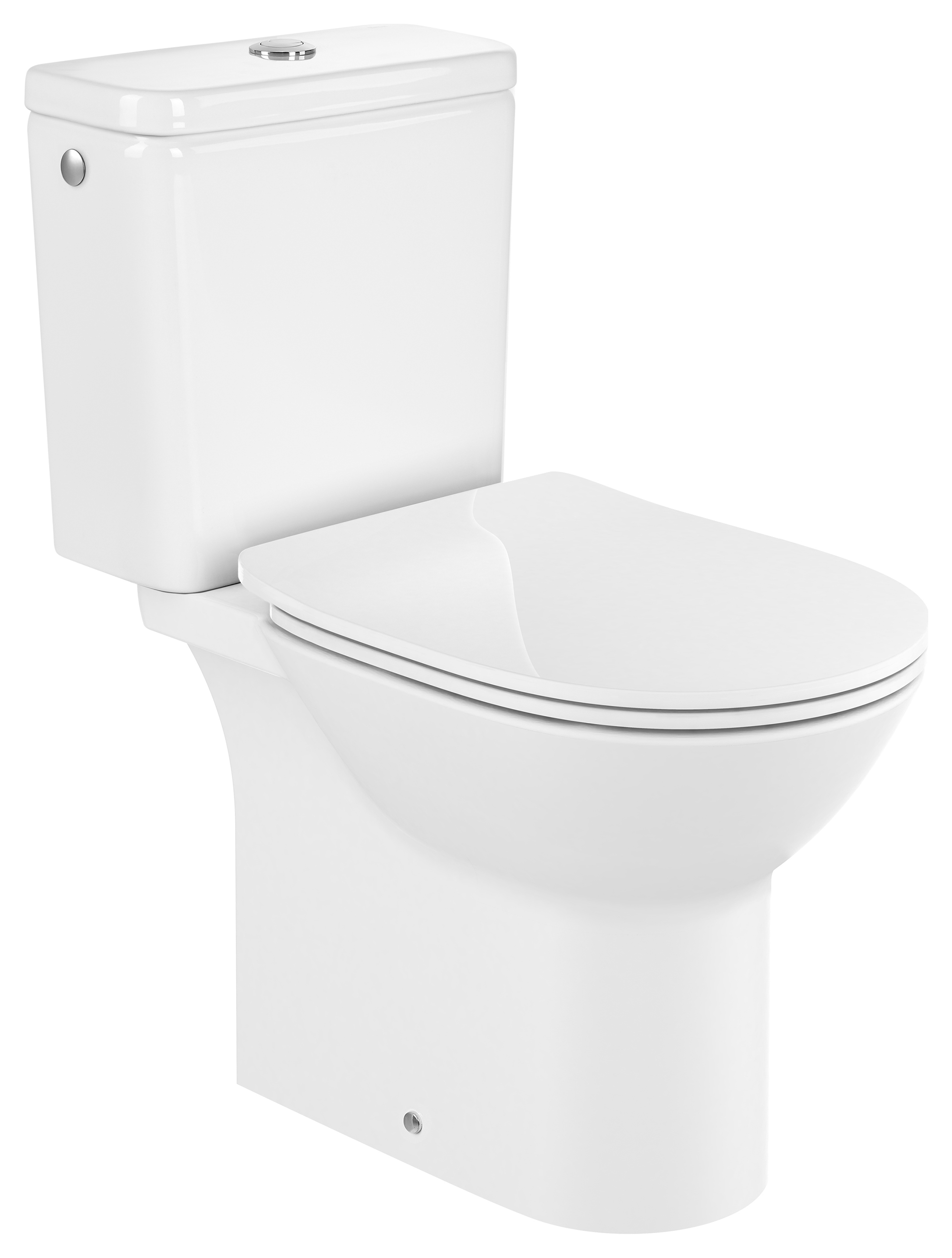 Roca Ardana Round Easy Clean Open Back Close Coupled Toilet Pan, Cistern & Soft Close Seat