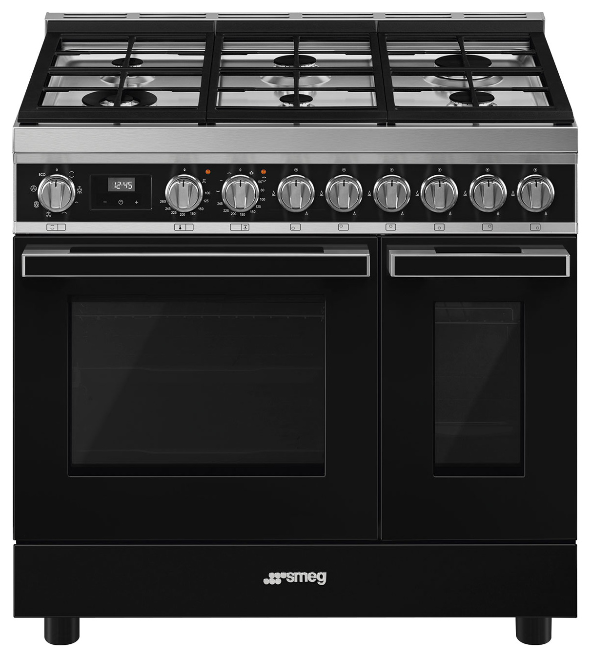 Smeg CPF92GMBL 90cm Portofino Dual Fuel Range Cooker - Black