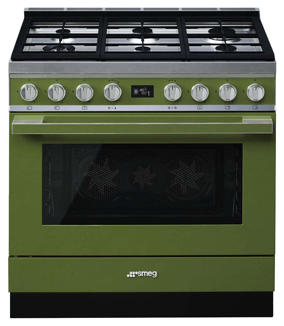 Smeg CPF9GPOG 90cm Portofino Dual Fuel Range Cooker - Olive Green