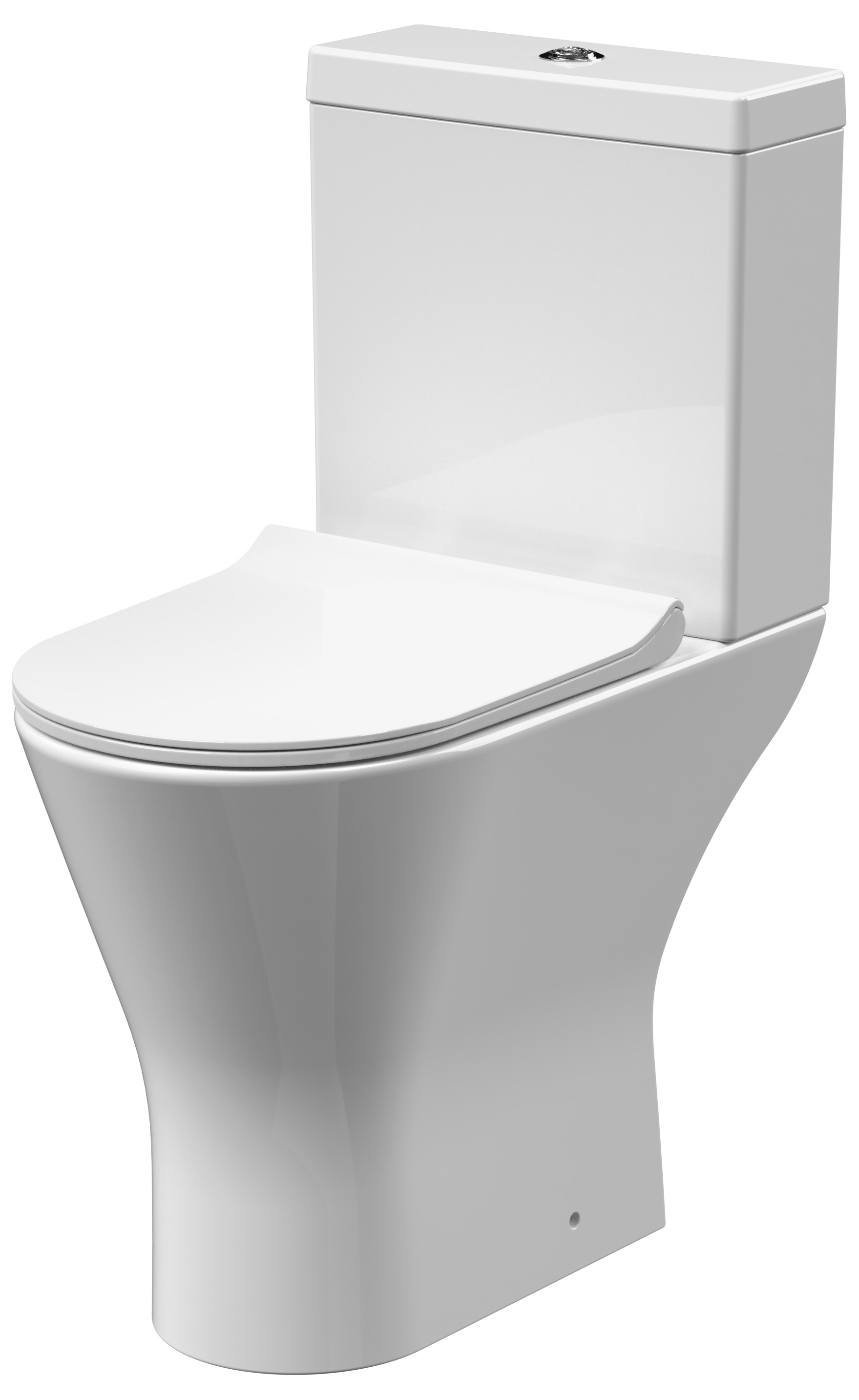 Balterley Taliga Round Easy Clean Comfort Height Close Coupled Open Back Toilet Pan, Cistern & Soft Close Seat