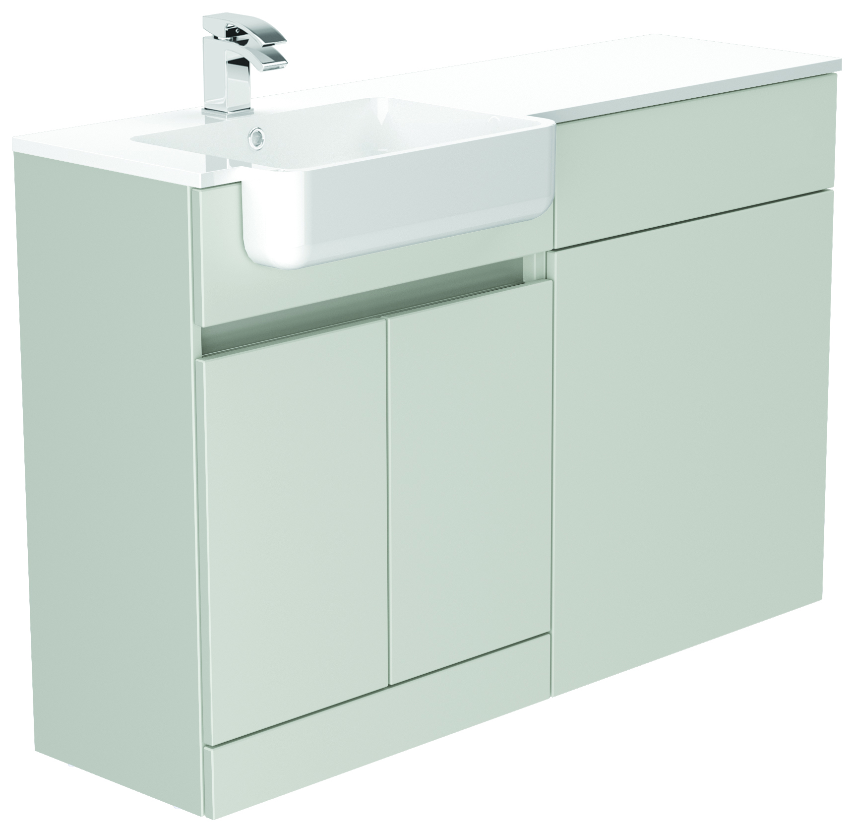 Be Modern Botanica Pearl Grey Left Hand 1260mm Freestanding Vanity & Toilet Pan Unit with Basin Modular Combination