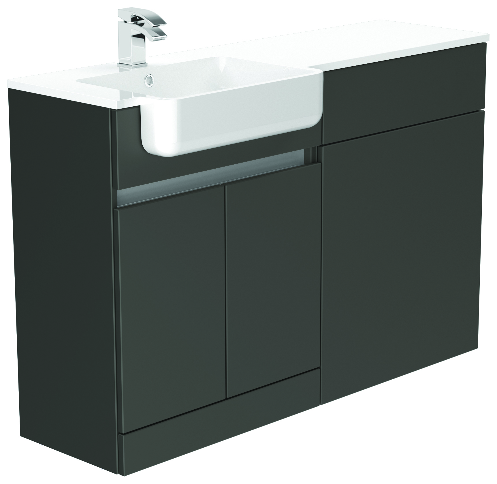 Be Modern Botanica Midnight Mist Left Hand 1260mm Freestanding Vanity & Toilet Pan Unit with Basin Modular Combination