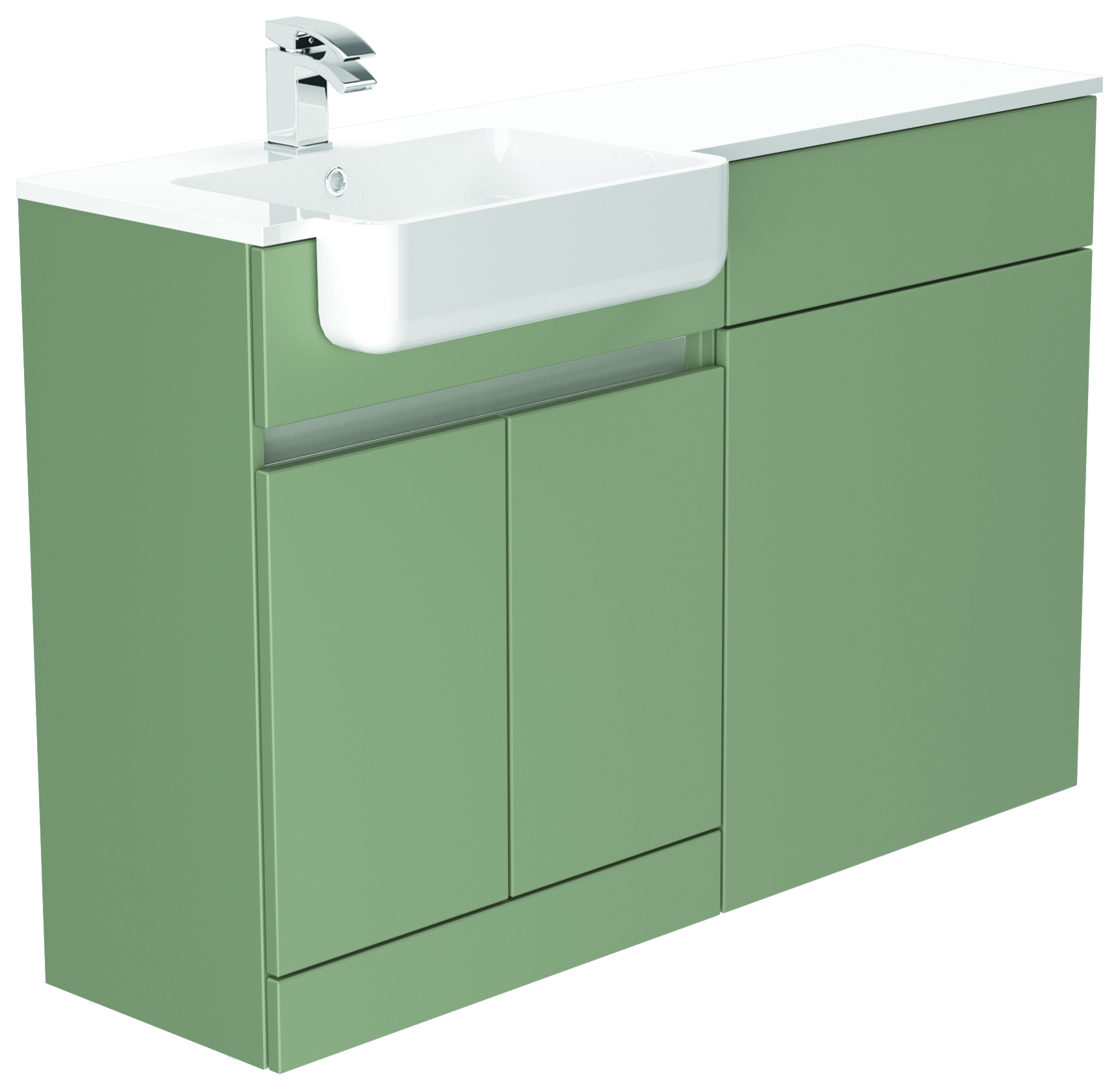 Be Modern Botanica Sage Green Left Hand 1260mm Freestanding Vanity & Toilet Pan Unit with Basin Modular Combination