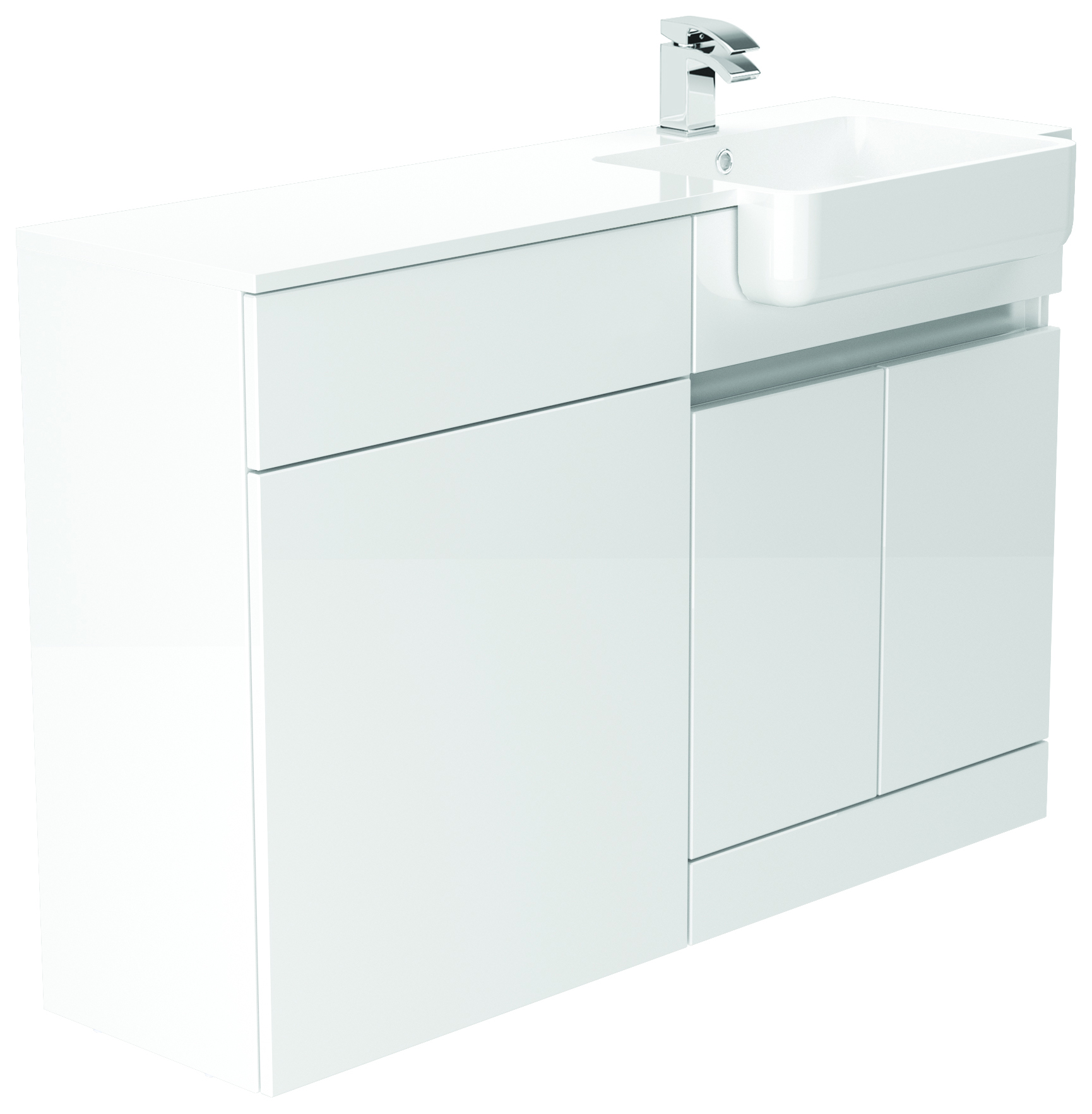 Be Modern Botanica Gloss White Right Hand 1260mm Freestanding Vanity & Toilet Pan Unit with Basin Modular Combination