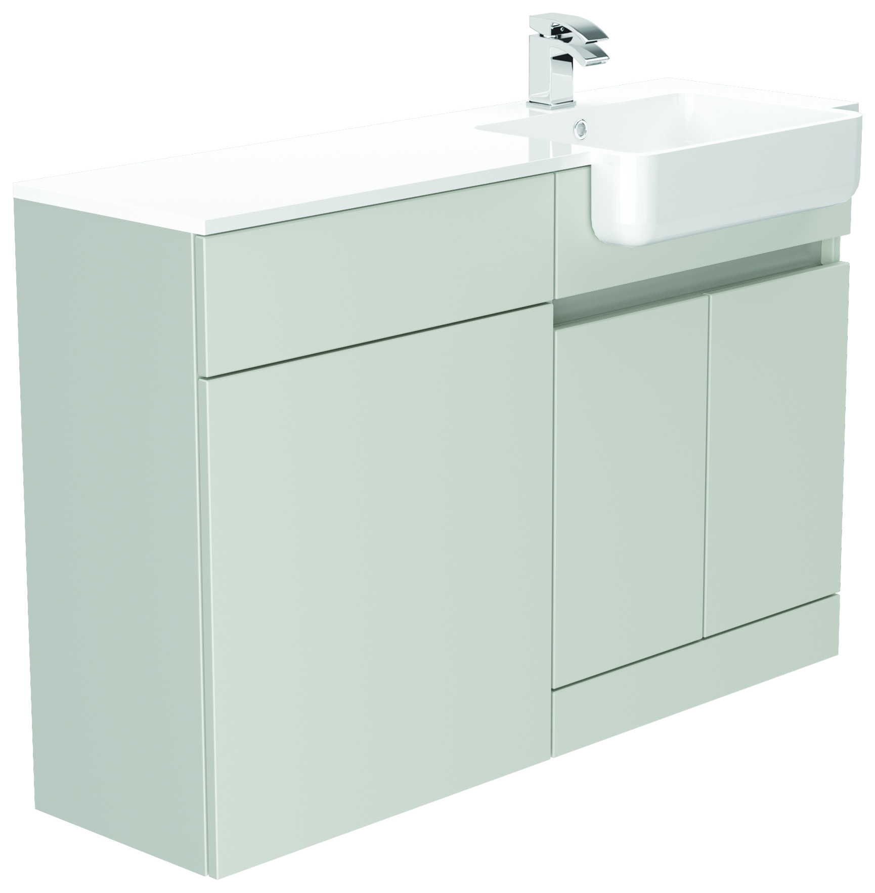 Be Modern Botanica Pearl Grey Right Hand 1260mm Freestanding Vanity & Toilet Pan Unit with Basin Modular Combination