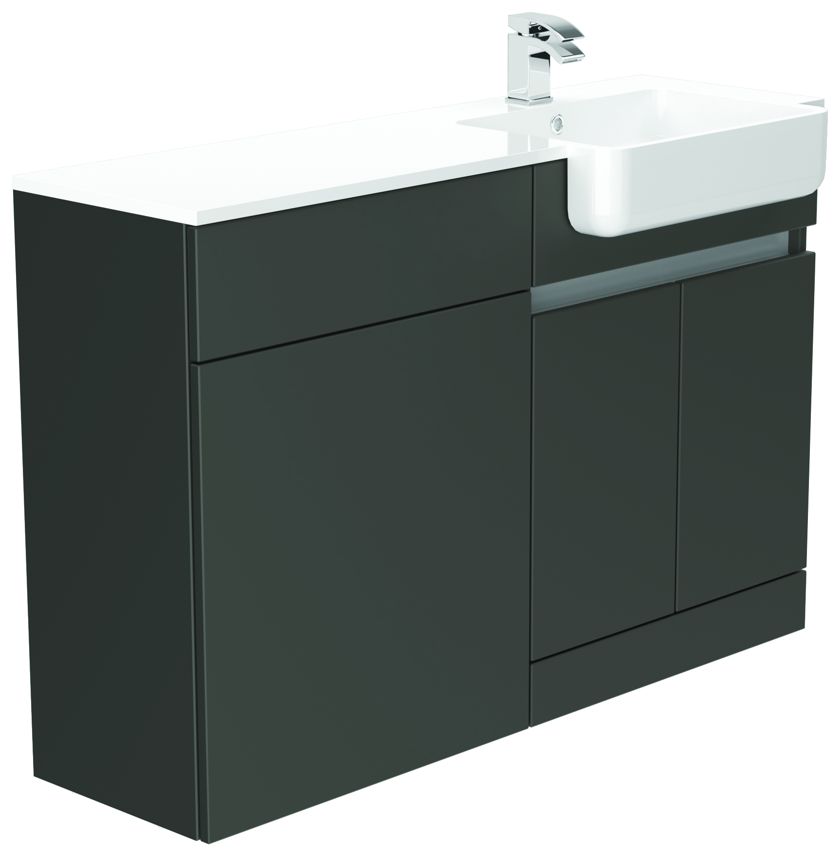 Be Modern Botanica Midnight Mist Right Hand 1260mm Freestanding Vanity & Toilet Pan Unit with Basin Modular Combination