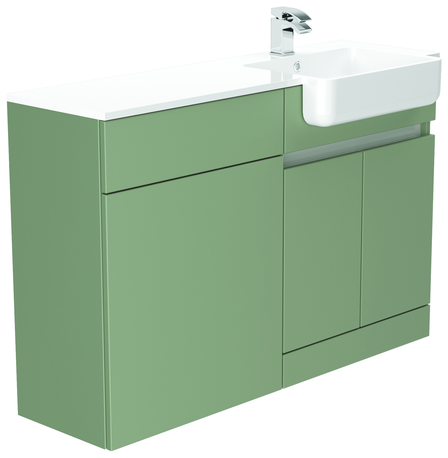 Be Modern Botanica Sage Green Right Hand 1260mm Freestanding Vanity & Toilet Pan Unit with Basin Modular Combination