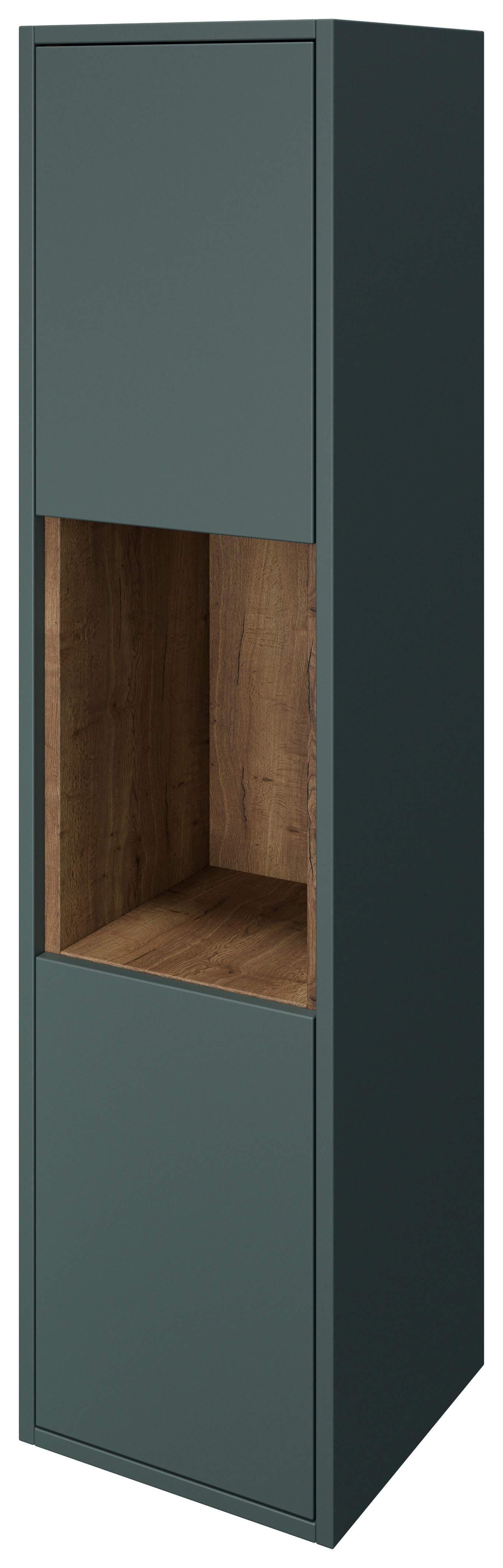 Wickes Nexus Stone Green & Tobacco Halifax Oak Wall Hung Tower Unit - 1400 x 350mm