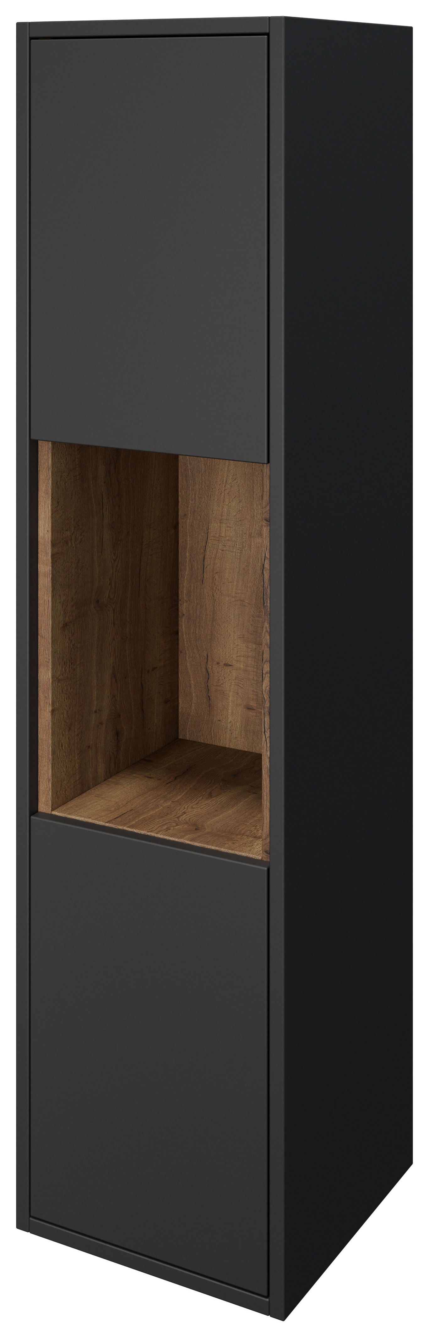 Wickes Nexus Graphite & Natural Halifax Oak Wall Hung Tower Unit - 1400 x 350mm