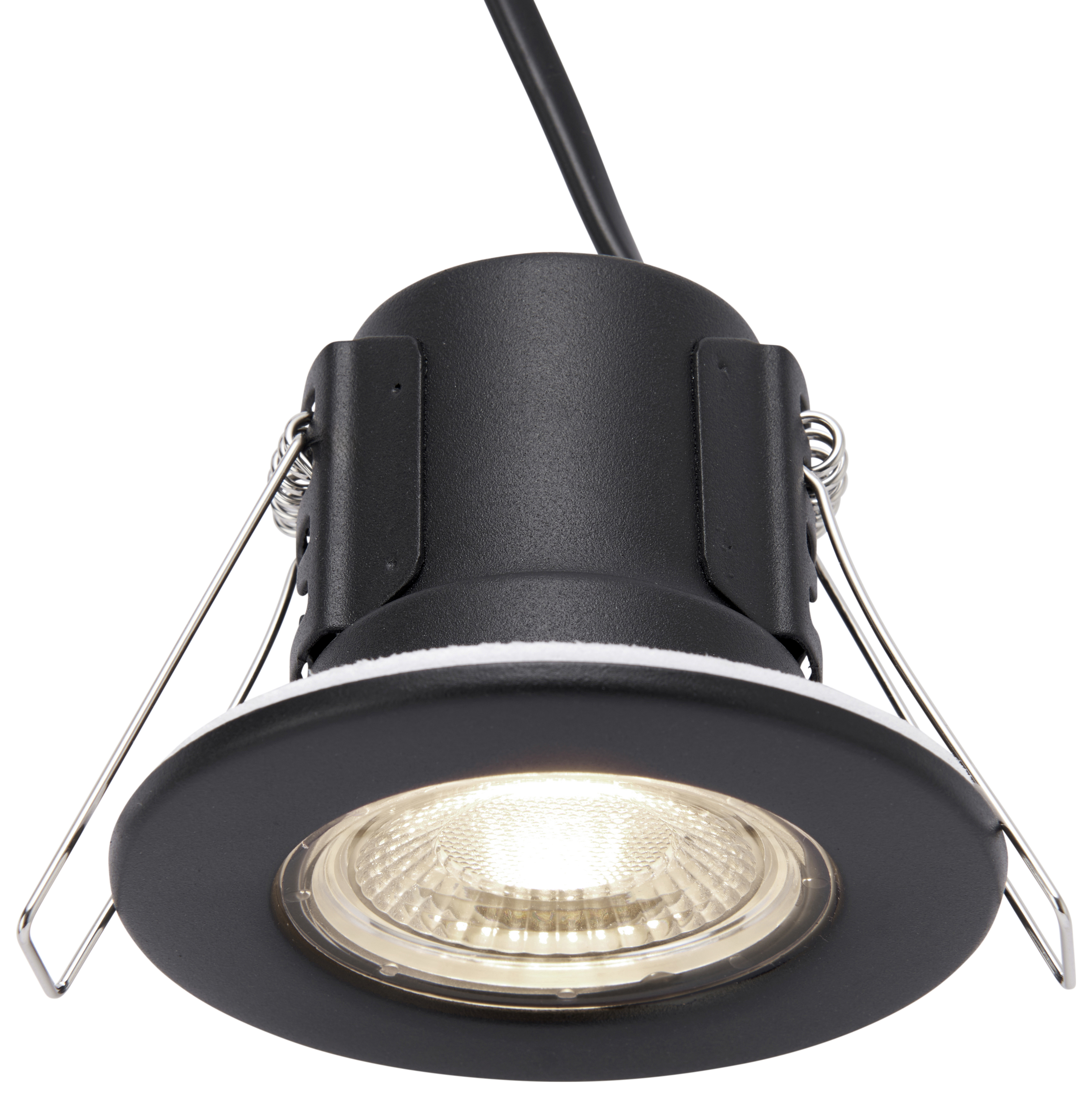 Saxby Integrated LED Fire Rated IP65 Matt Black Fixed Cool White Downlight