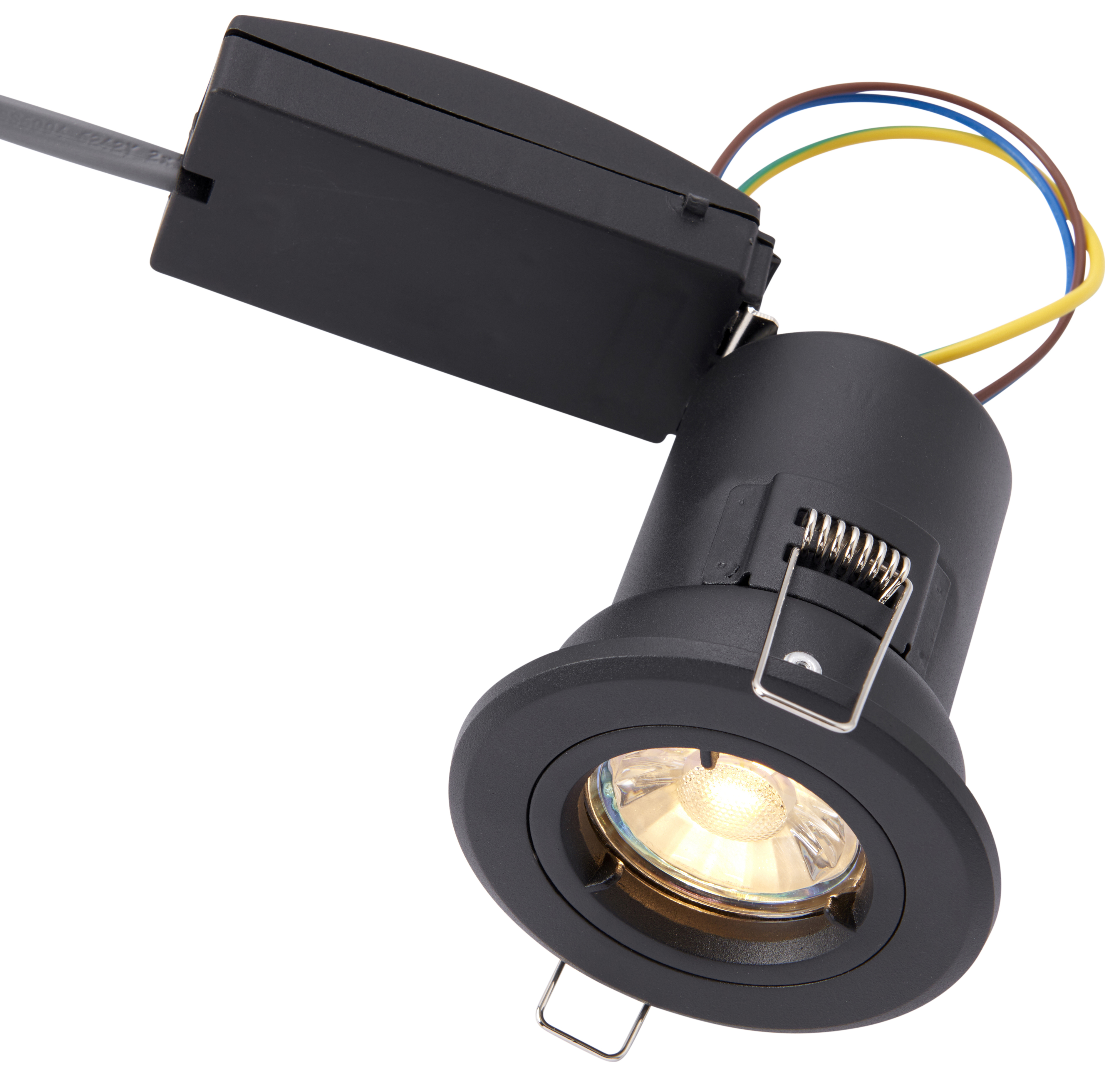 Saxby GU10 Matt Black Fire Rated Cast Fixed Downlight - 50W