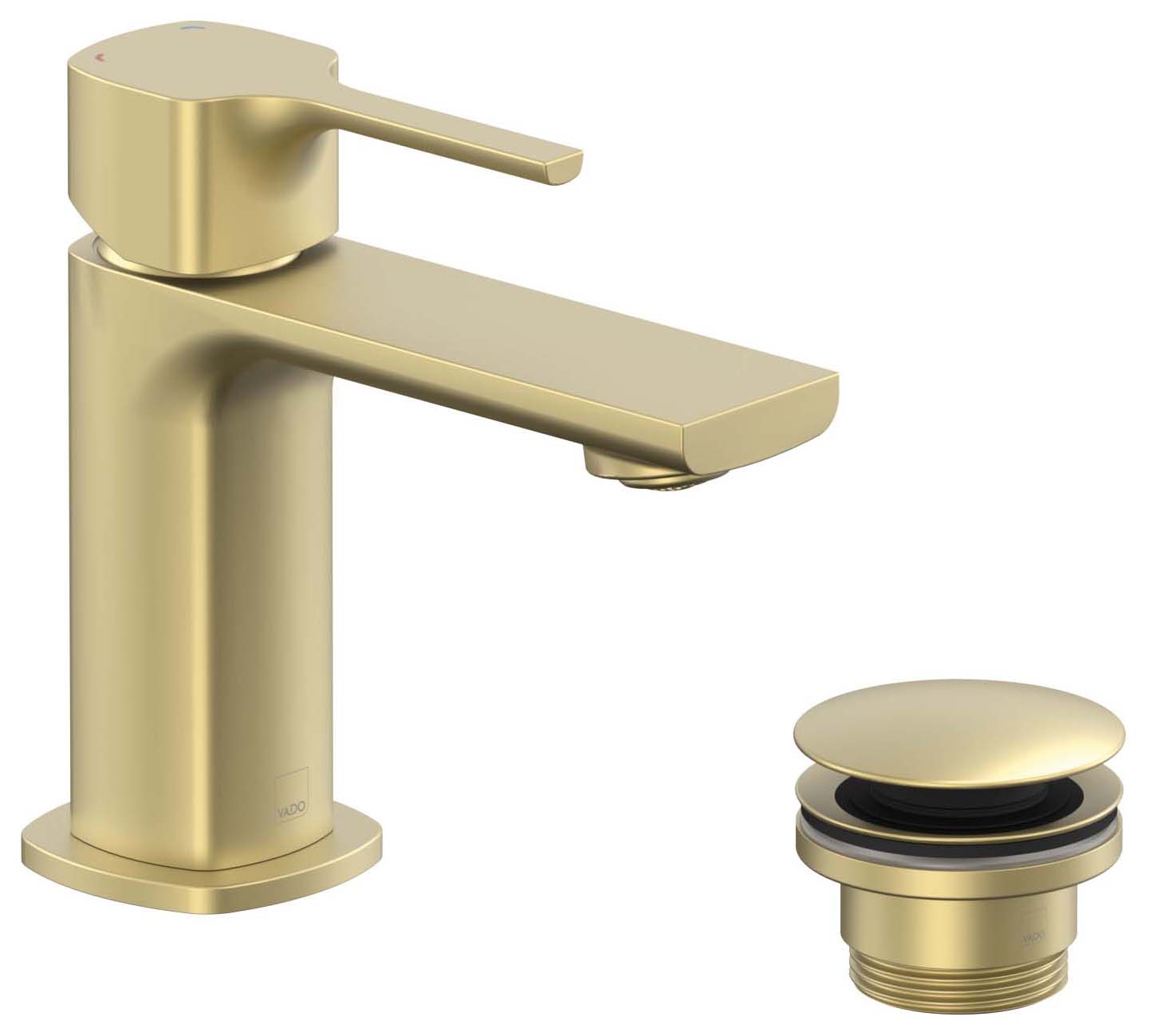 Nexa By VADO Veva Mini Mono Basin Mixer with Universal Basin Waste - Brushed Brass