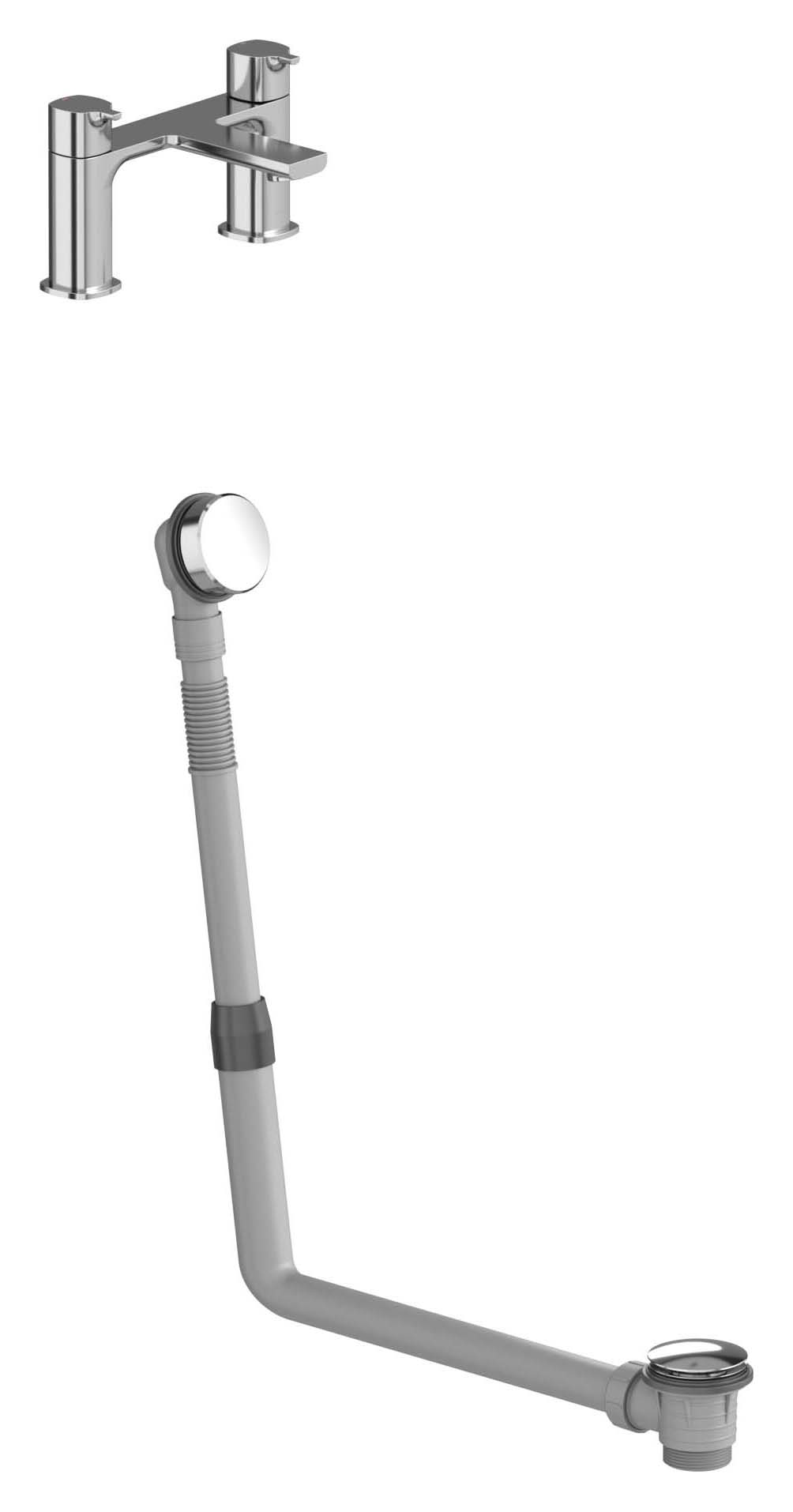 Nexa By Vado Veva Deck Mounted Bath Filler with Bath Waste Overflow - Chrome