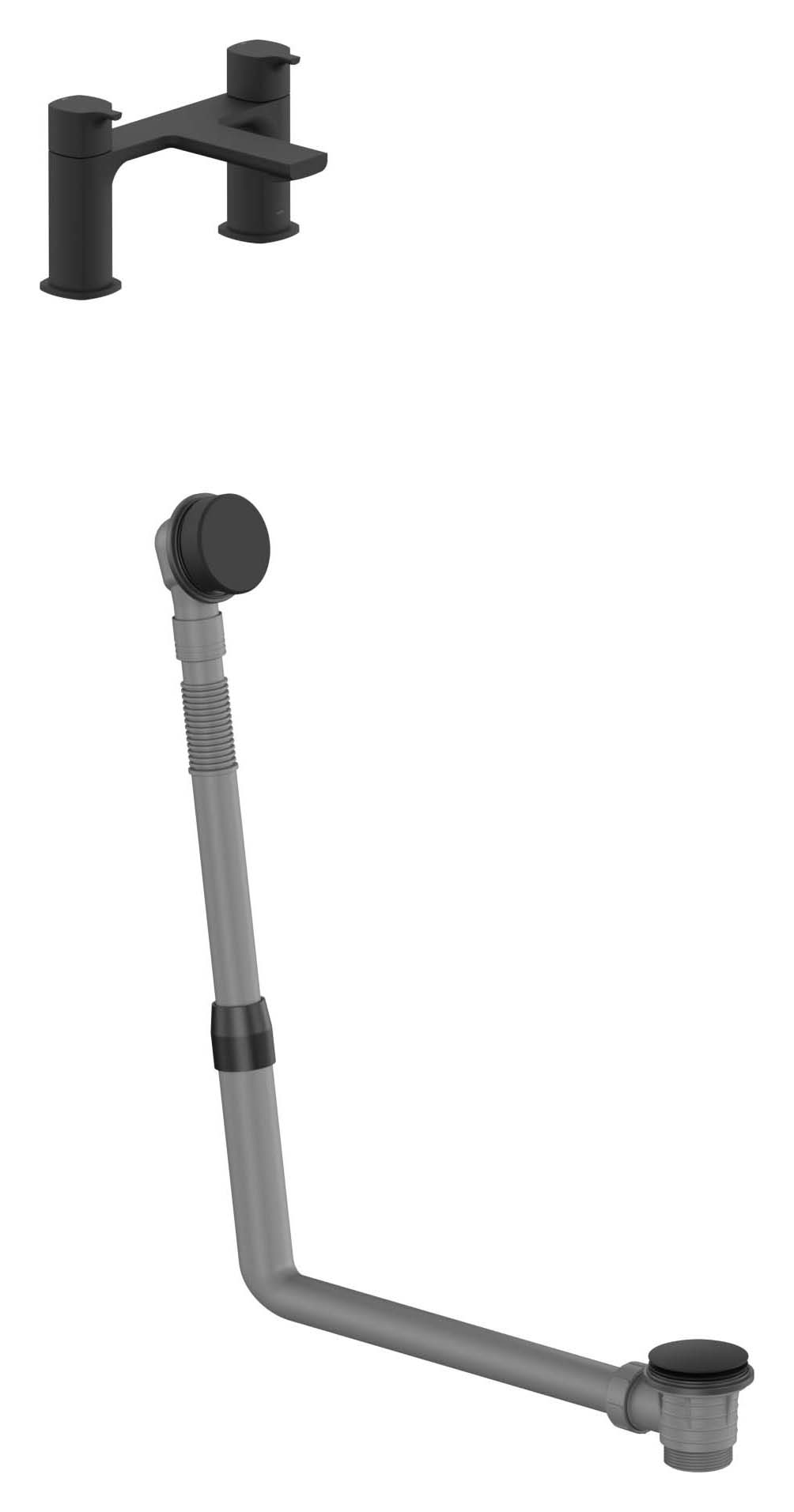 Nexa By VADO Veva Deck Mounted Bath Filler with Bath Waste Overflow - Matt Black