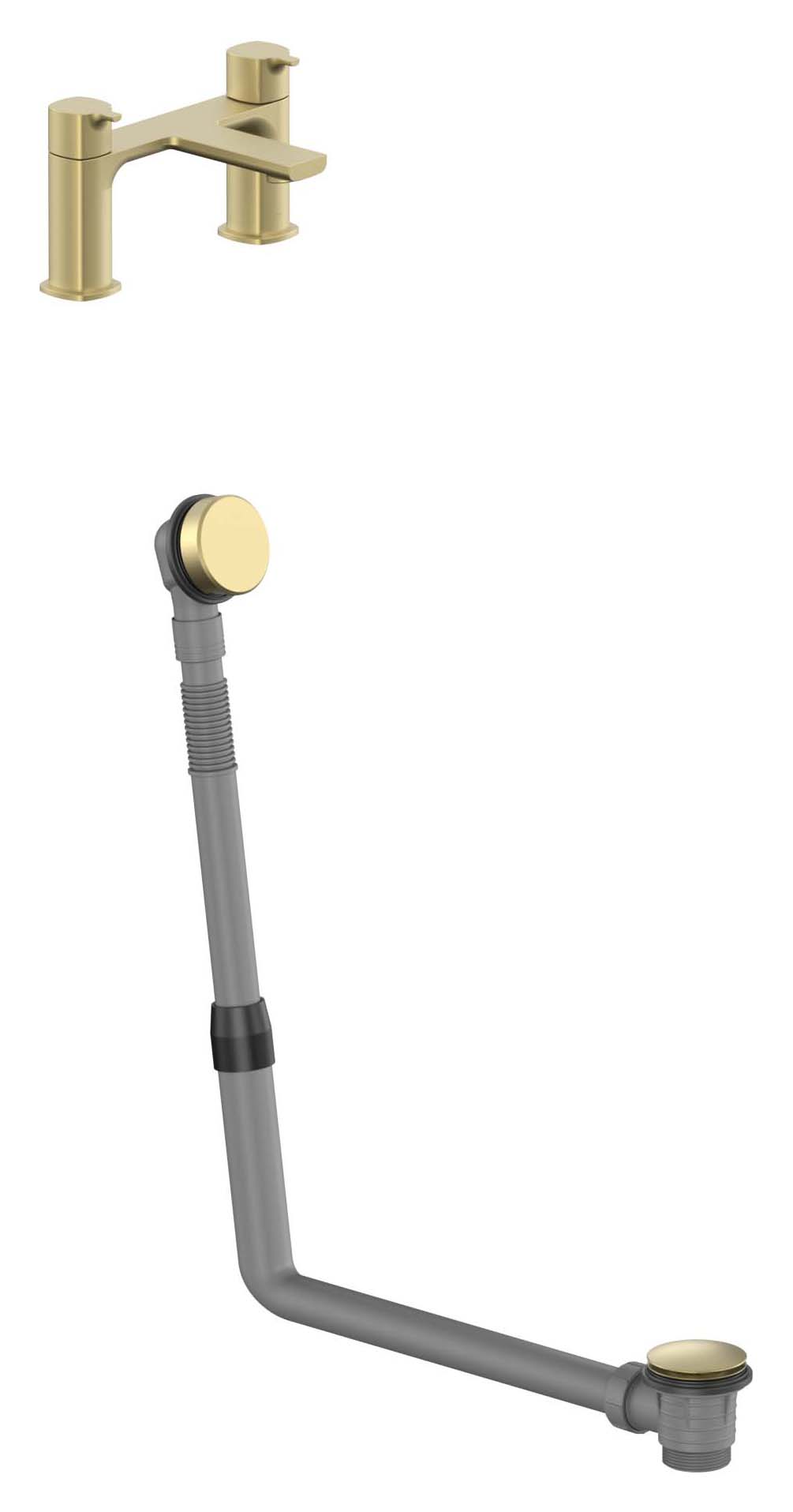 Nexa By VADO Veva Deck Mounted Bath Filler with Bath Waste Overflow - Brushed Brass