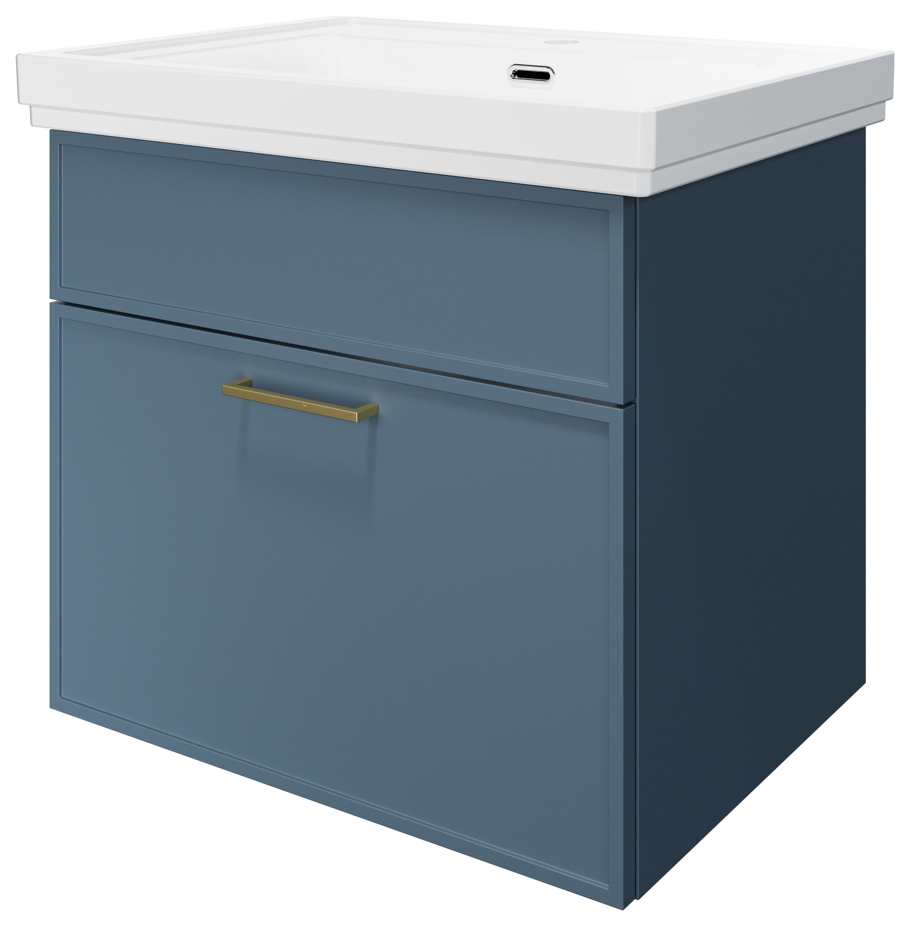 Wickes Haven Misty Blue Wall Hung Vanity Unit & Haven Basin - 579 x 600mm