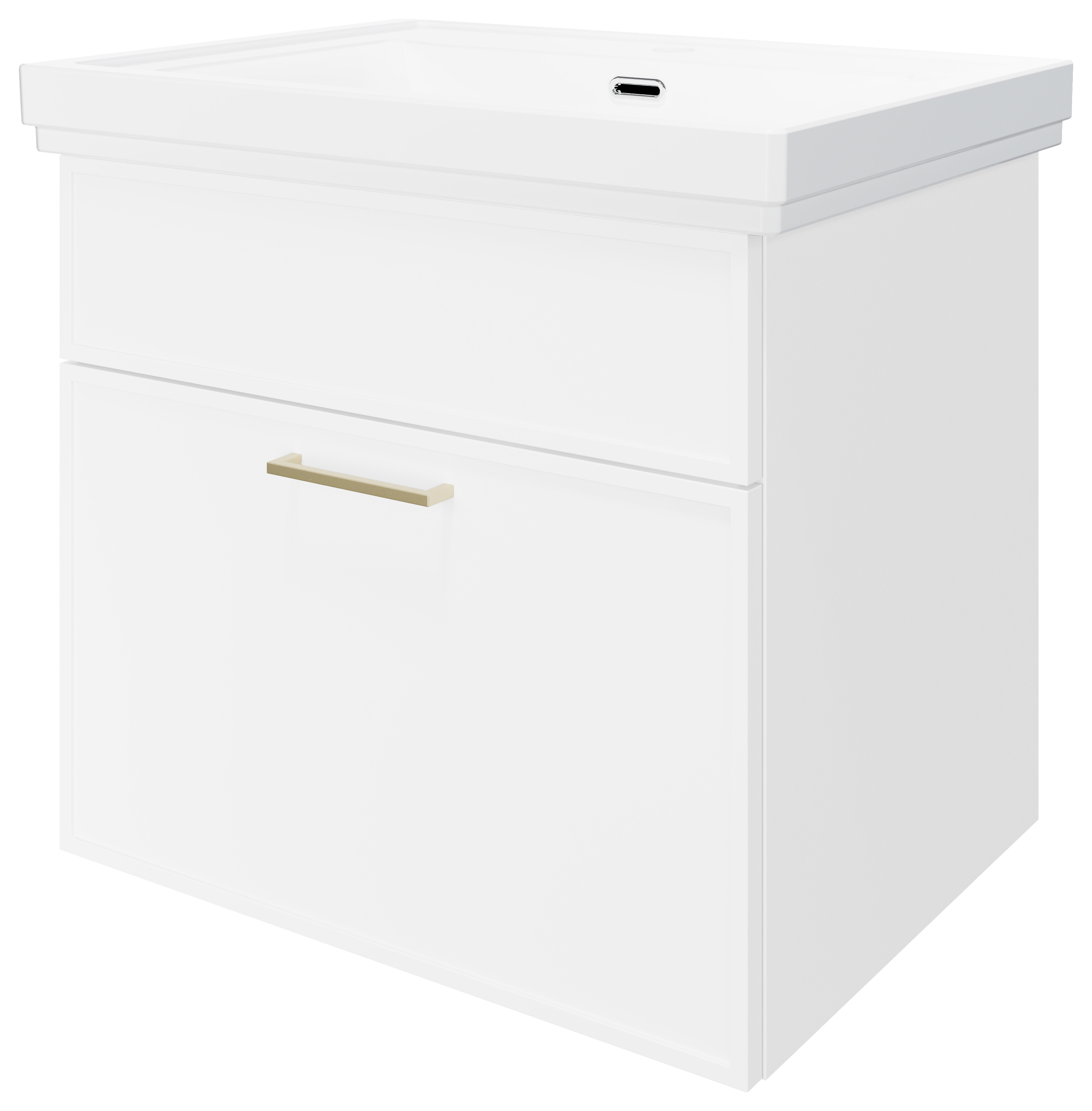 Wickes Haven Matt White Wall Hung Vanity Unit & Haven Basin - 579 x 600mm