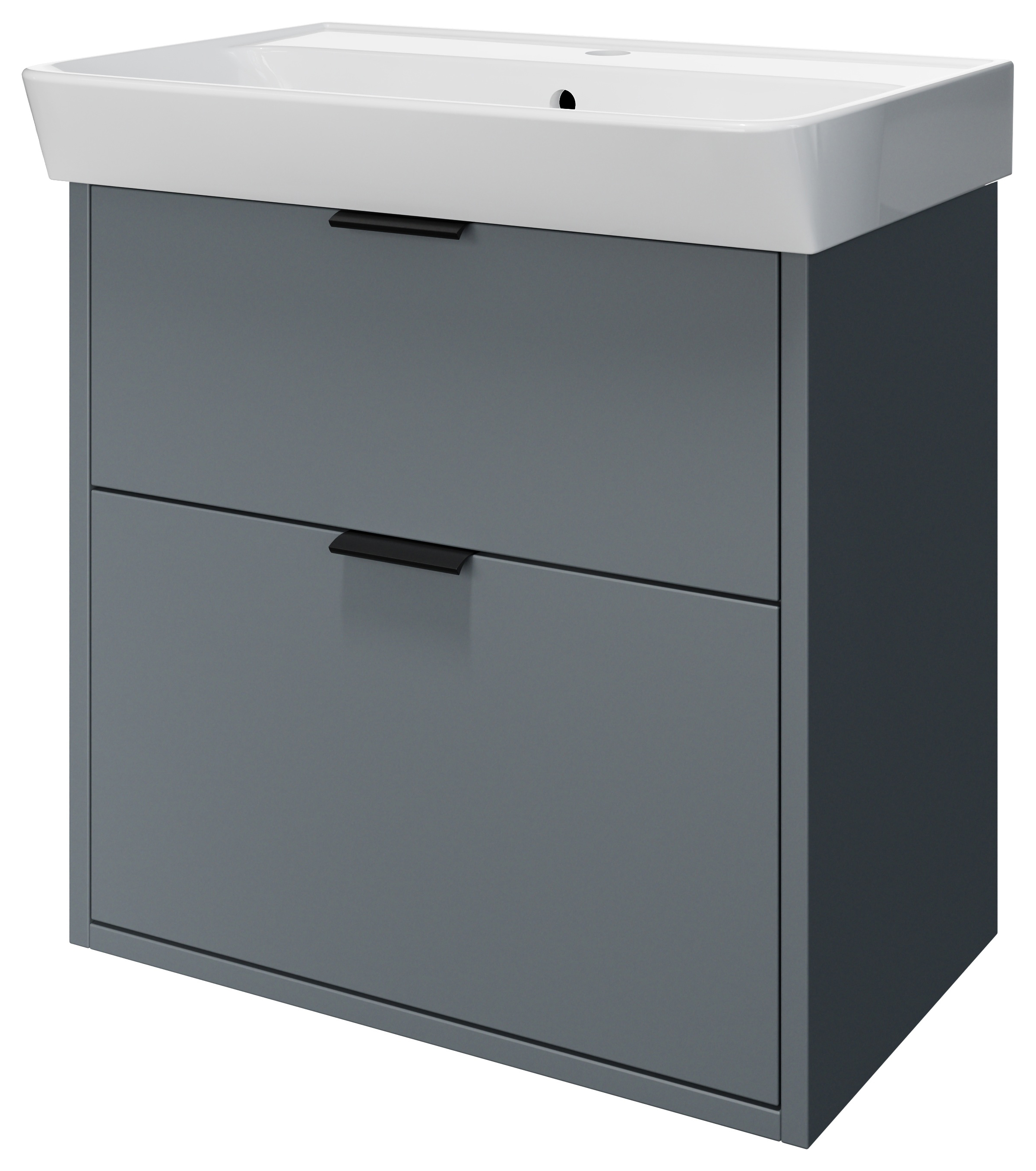 Wickes Nova Monument Grey Wall Hung Vanity Unit & Easton Basin - 635 x 500mm