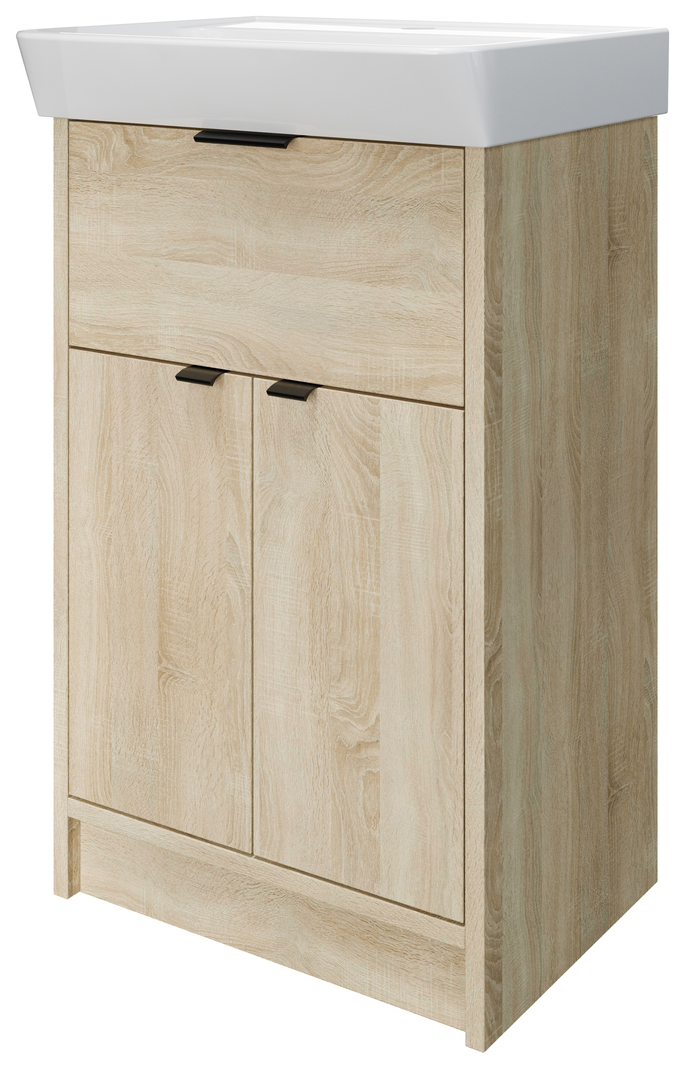 Wickes Nova Davos Oak Freestanding Vanity Unit & Easton Basin - 835 x 500mm