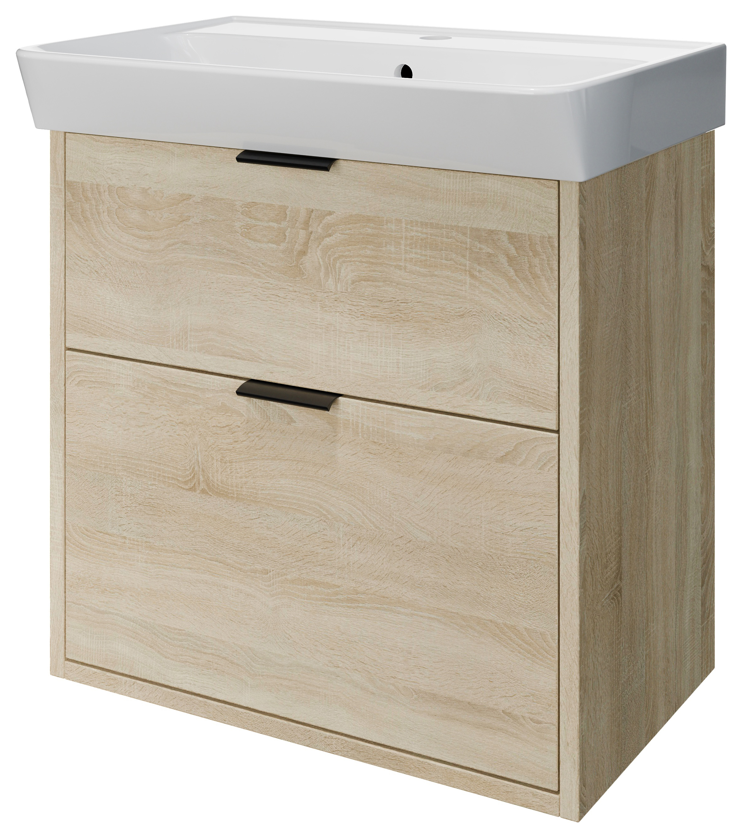 Wickes Nova Davos Oak Wall Hung Vanity Unit & Easton Basin - 635 x 500mm