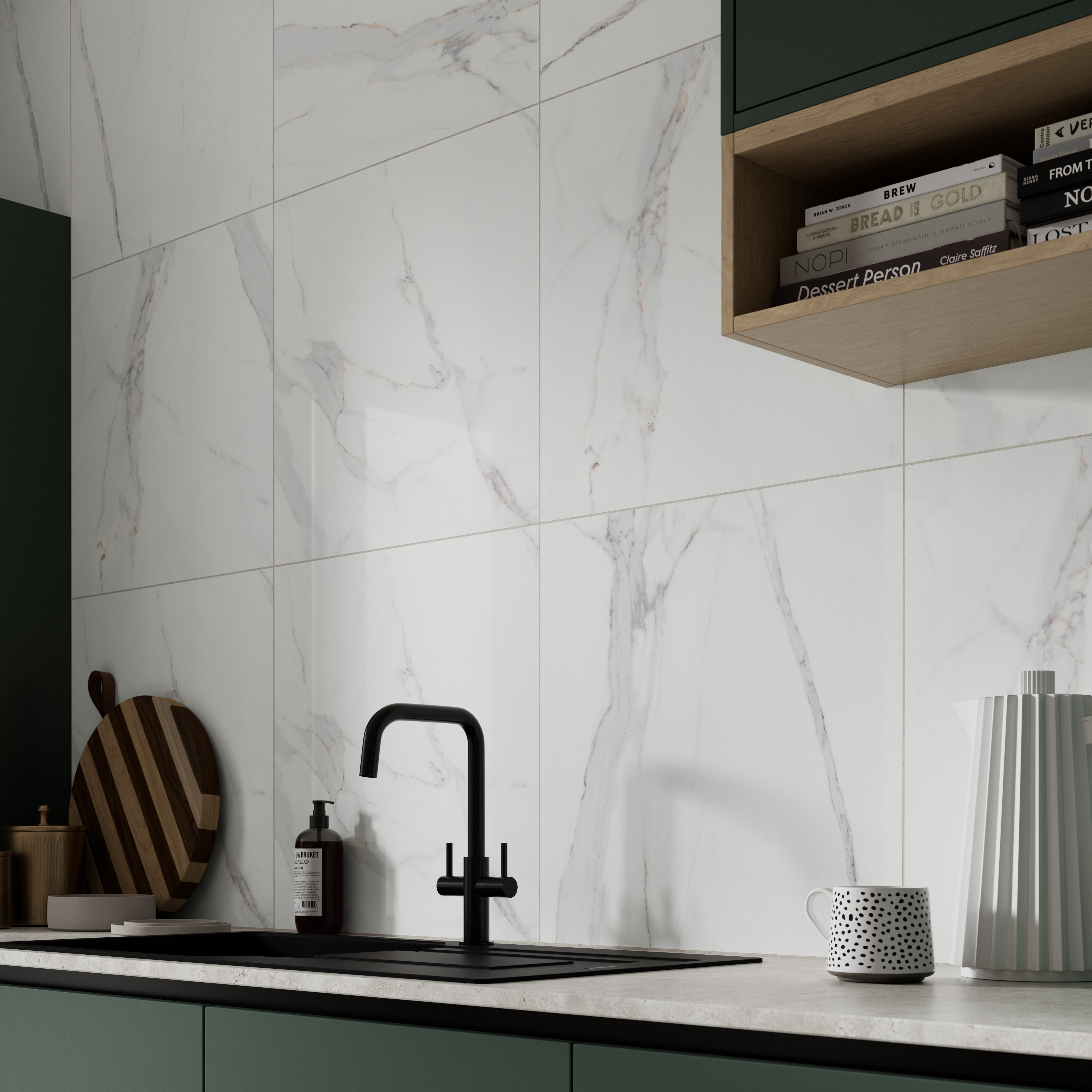 Wickes Atlantis Calacatta Polished Porcelain Wall & Floor Tile - 600 x 600mm