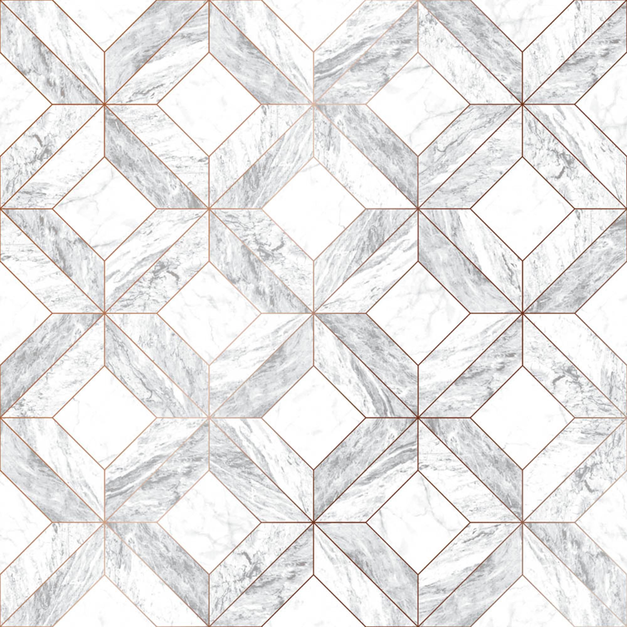 Contour Marble Marquetry Grey Wallpaper Sample